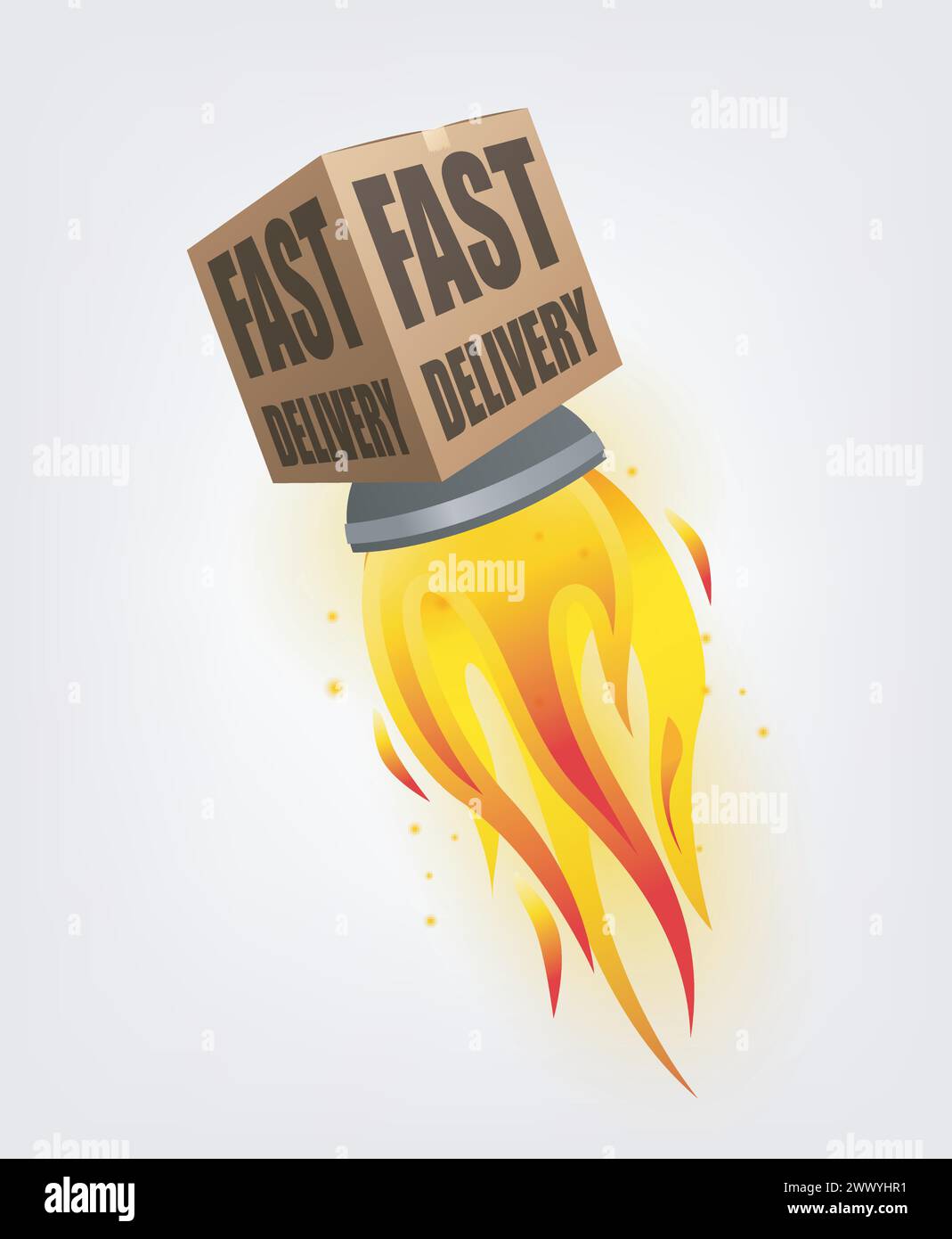 Fast Delivery Package Shipping Online With Rocket Concept, Vector Illustration Stock Vector
