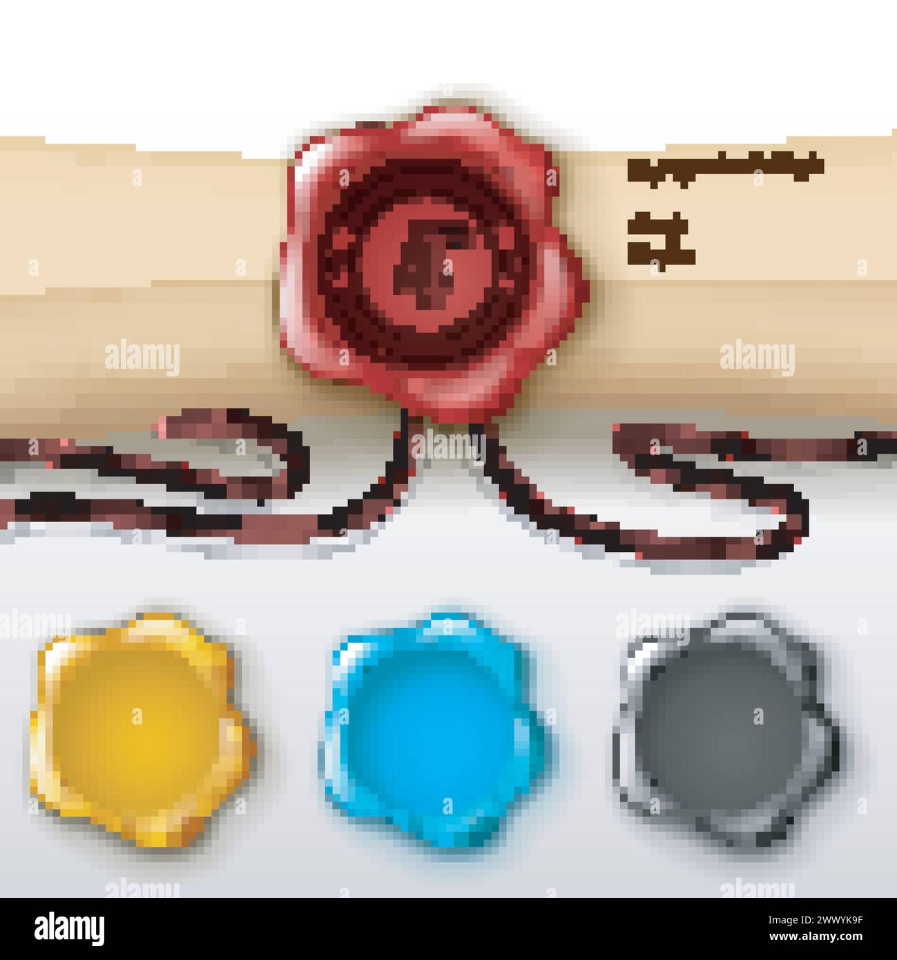 4th Anniversary Greeting card with Other Color Wax Seal, Vector