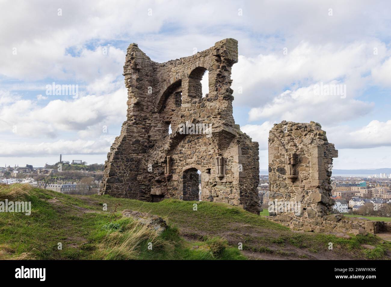 Edinburgh, Scotland, UK March 2024 The remains of St. Anthony's
