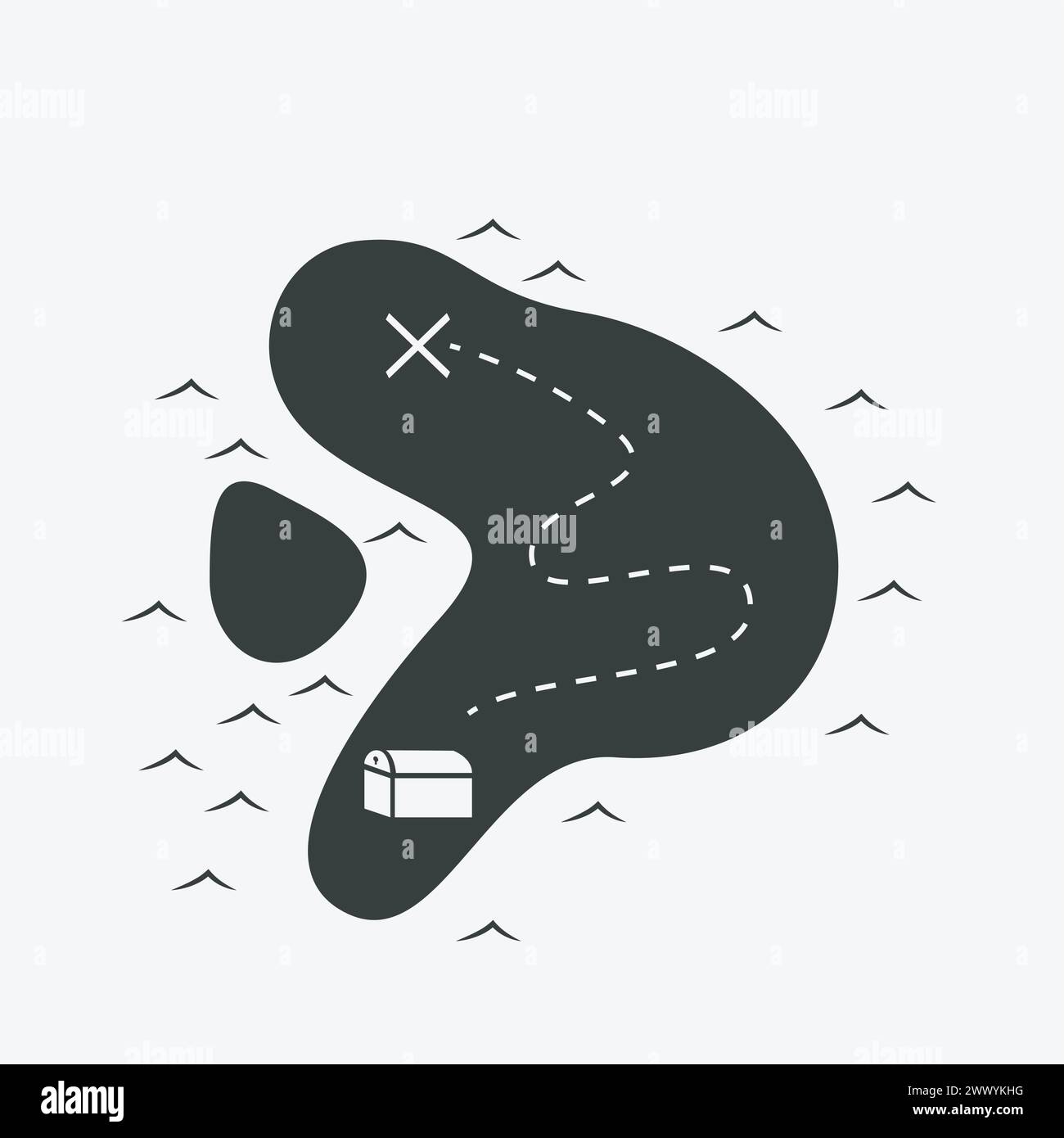 Treasure Map Flat Icon, Vector Illustration Stock Vector Image & Art ...
