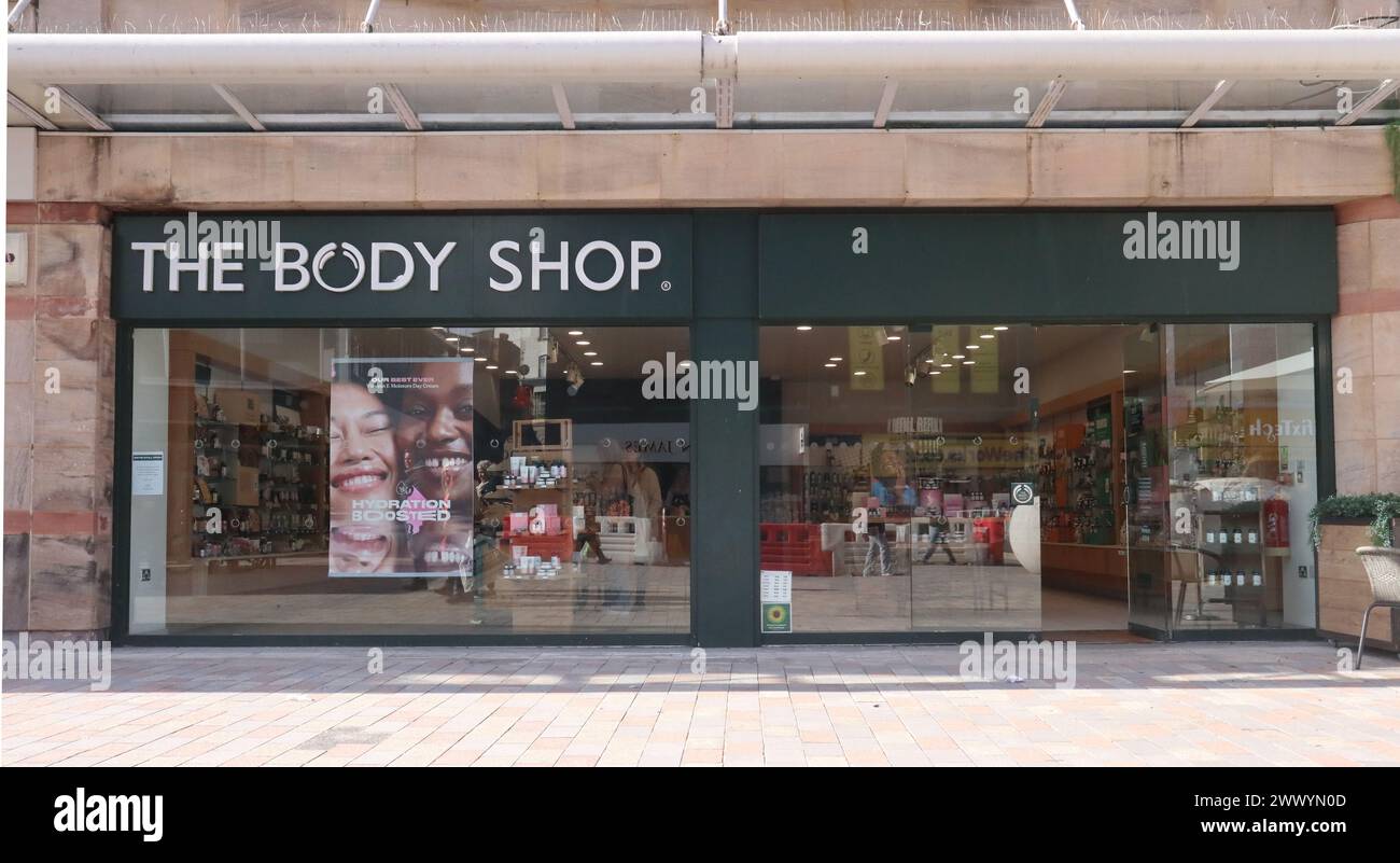 Stockport England UK 24th March 2024 Body Shop in Stockport, Greater Manchester Anita Roddick founded the company in 1976 The company is owned by the private equity firm Aurelius since 2023 ©Ged Noonan/Alamy Stock Photo
