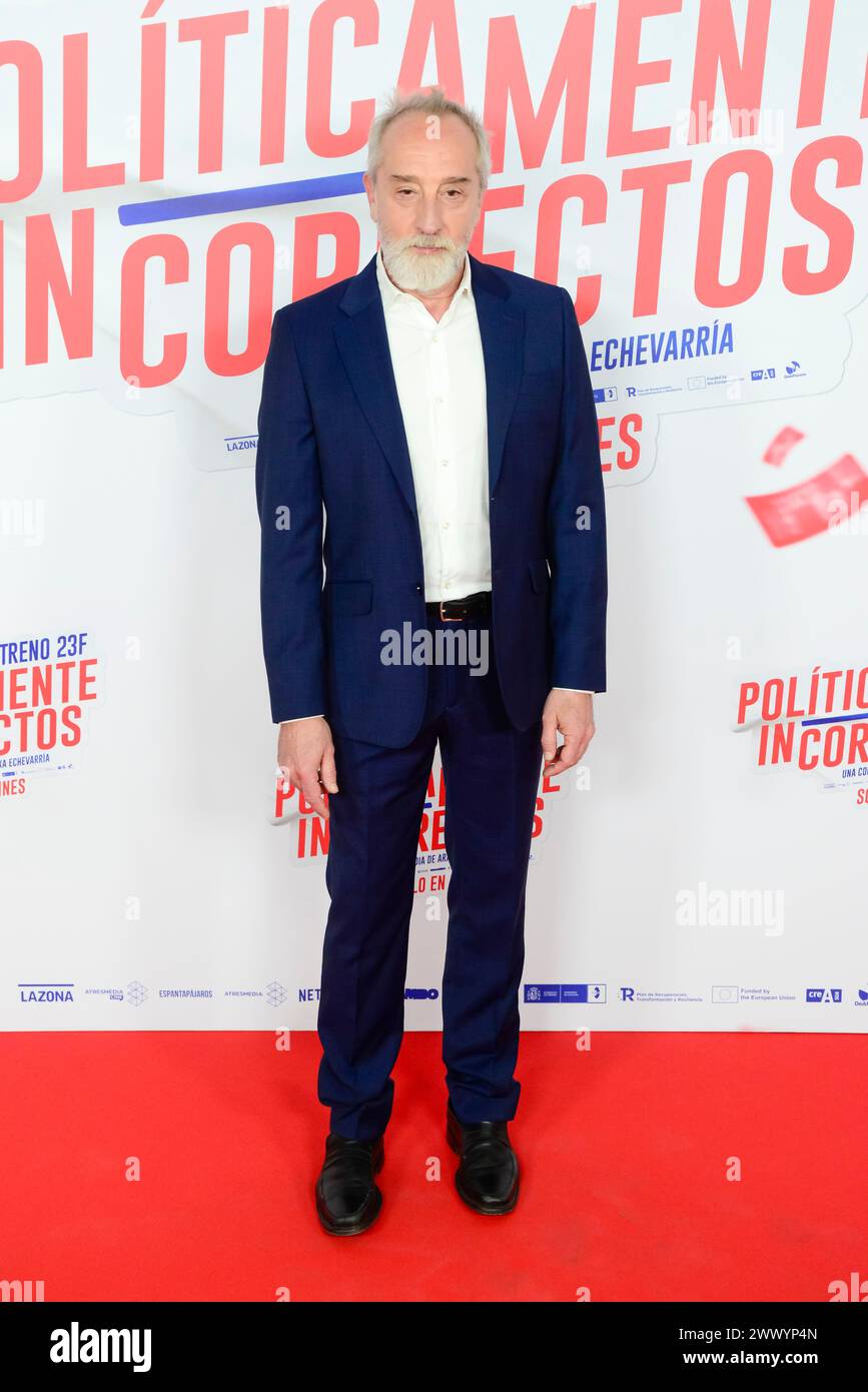 Gonzalo de Castro posed on the red carpet photocall during the premiere of the Spanish film Políticamente Incorrectos - Politically Incorrect at the Cine Paz Madrid Spain February 19th 2024 Stock Photo