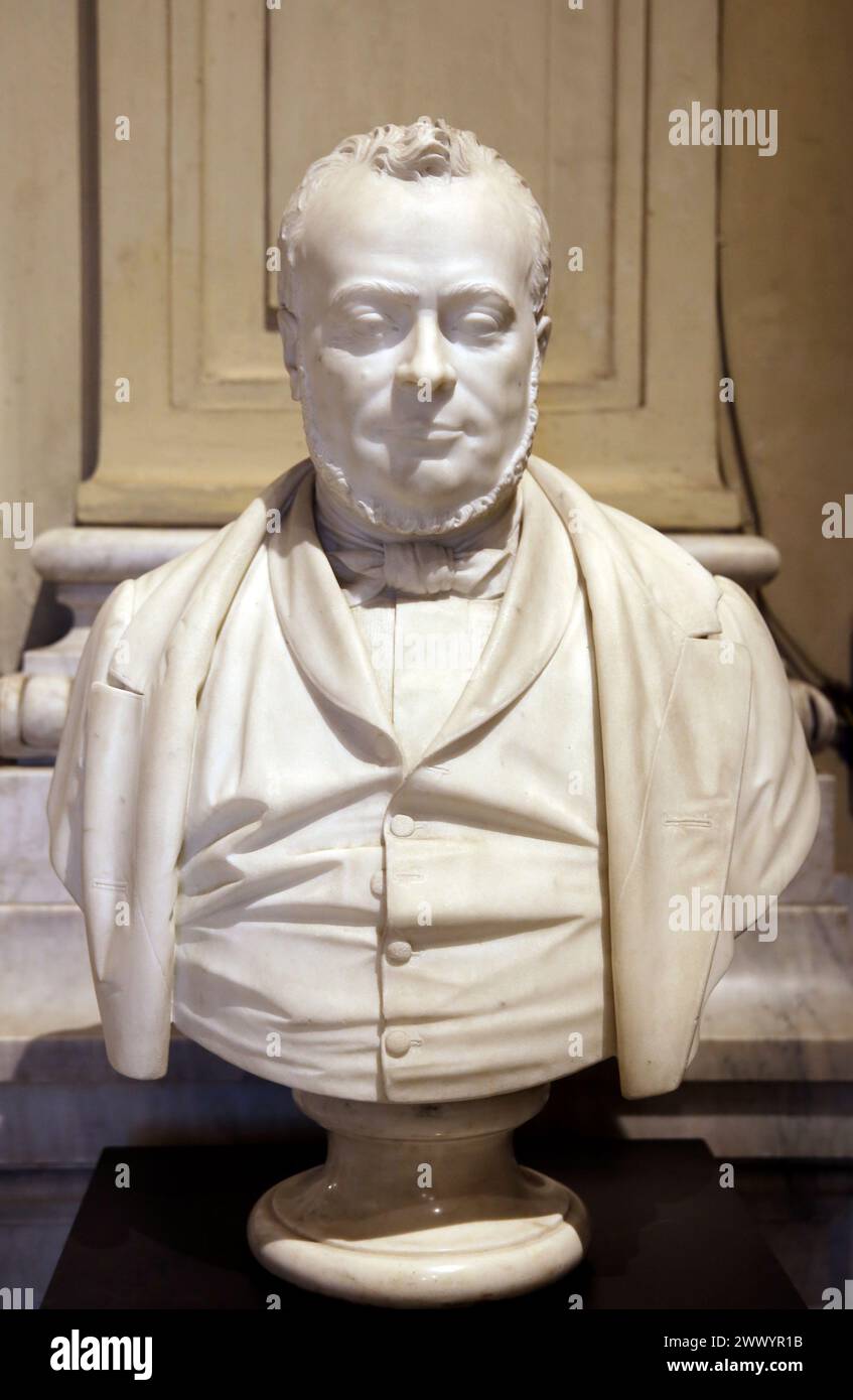 Count of Cavour (1810-1861). Italian politician. Bust  by M. Mattaglia. Marble. 1886. Museum of the Risorgimento. Turin. Italy. Stock Photo