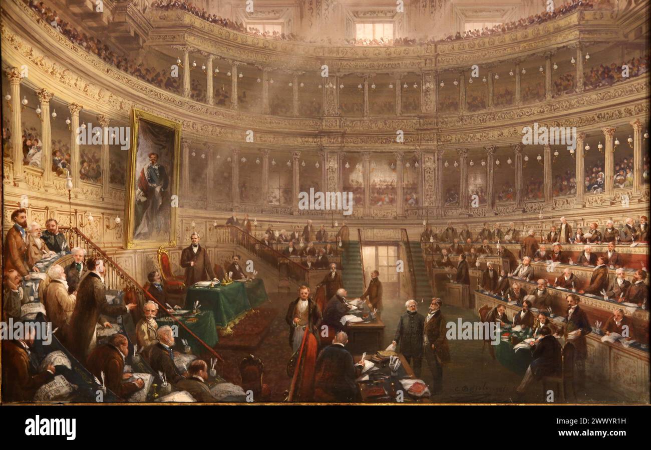 The Subalpine Senate, 1860. C. Bossoli. Museum of the Risorgimento. Turin. Italy. Stock Photo