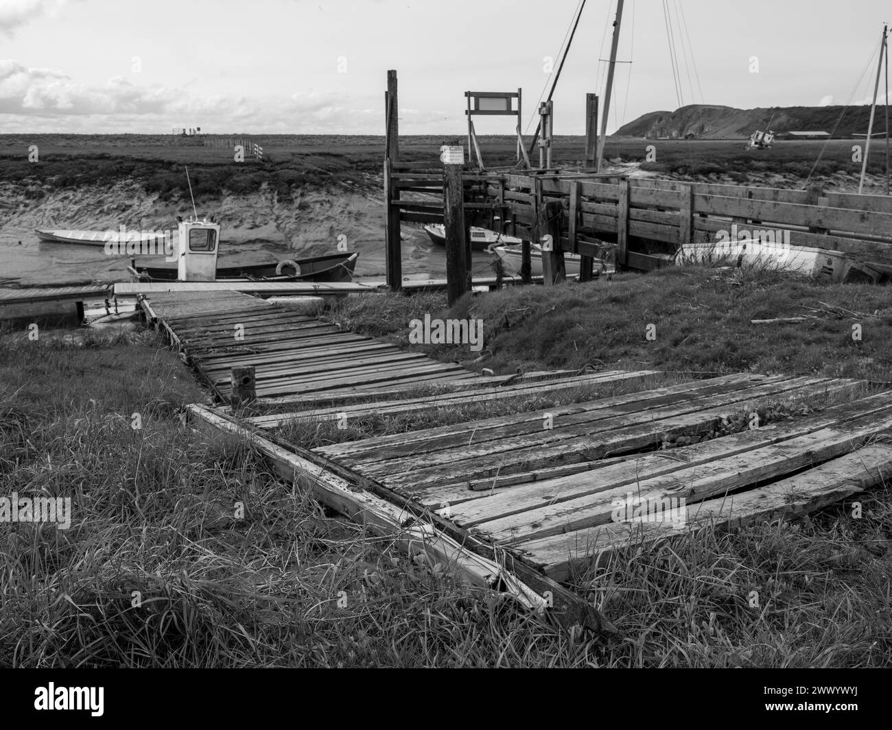 March 2024 - Rotten footway leading to the jetty at Uphill, Weston supe