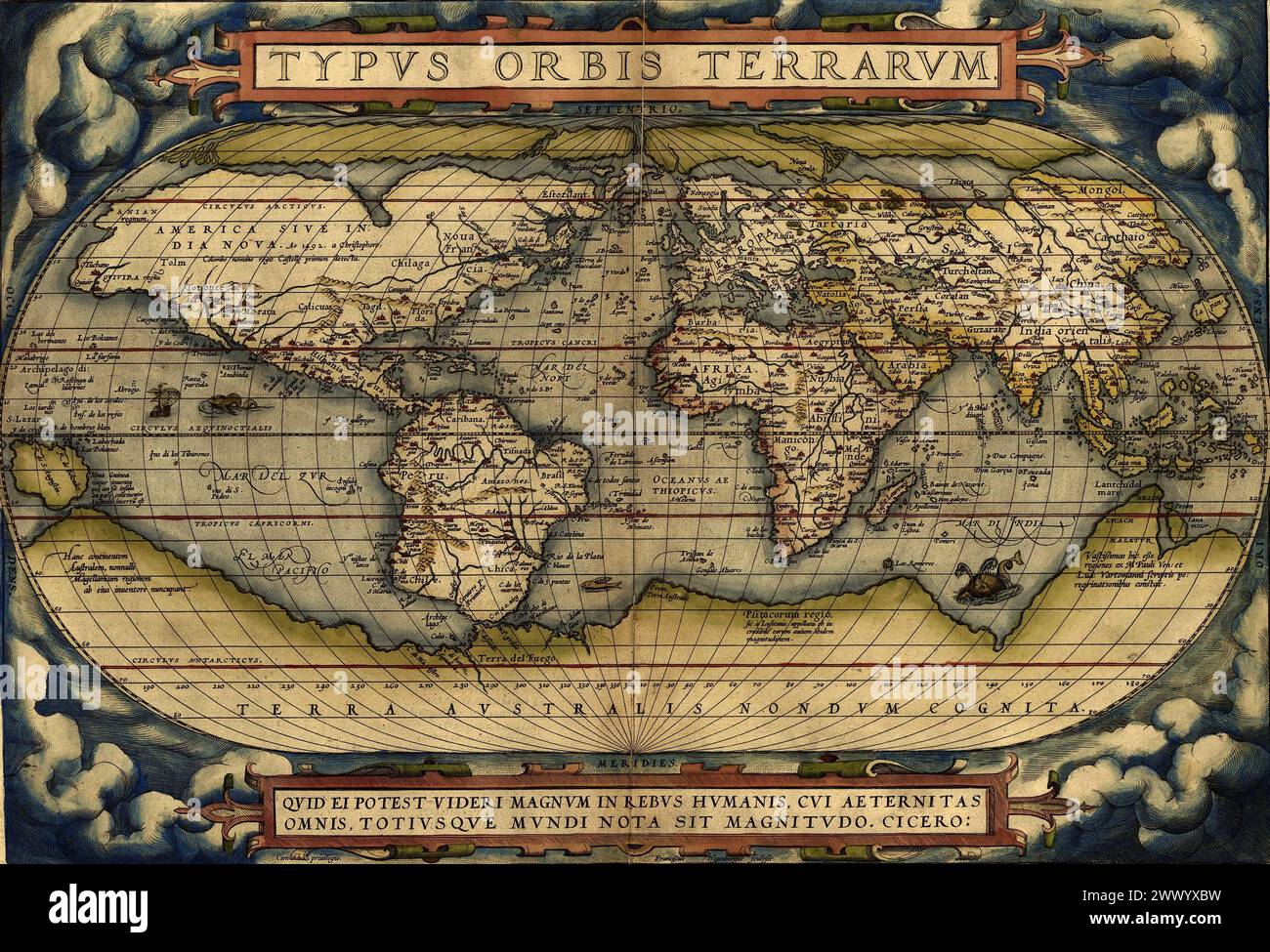Ortelius Map Software Ortelius world map 1570 Abraham Ortelius Stock Photo - Alamy