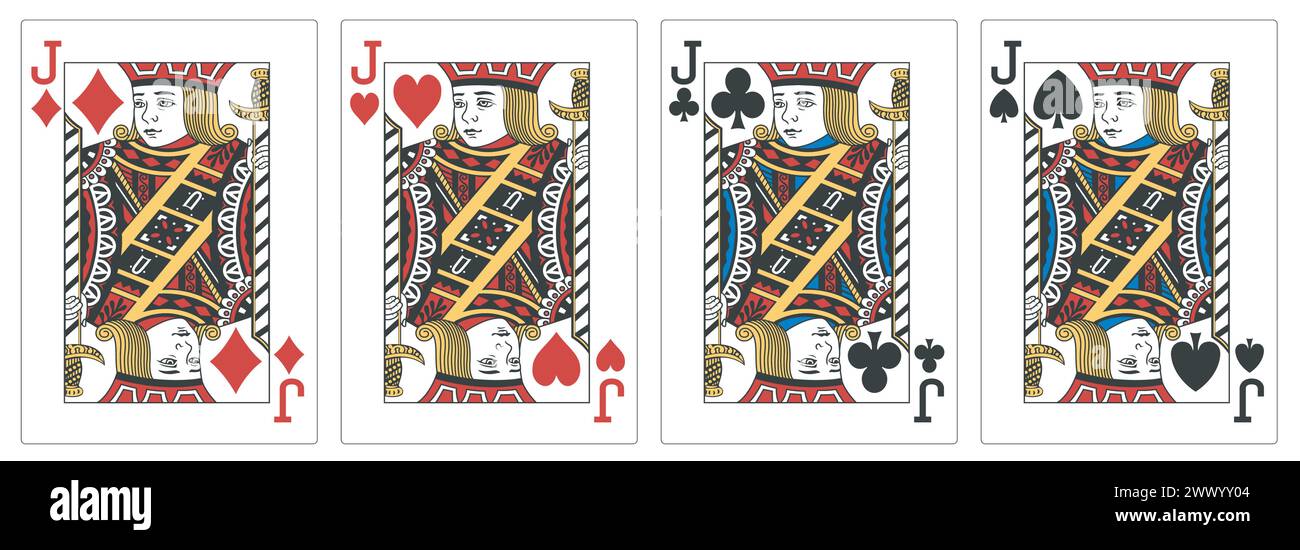 4 Of A Kind Jacks Poker Playing Card, Vector Illustration Stock Vector
