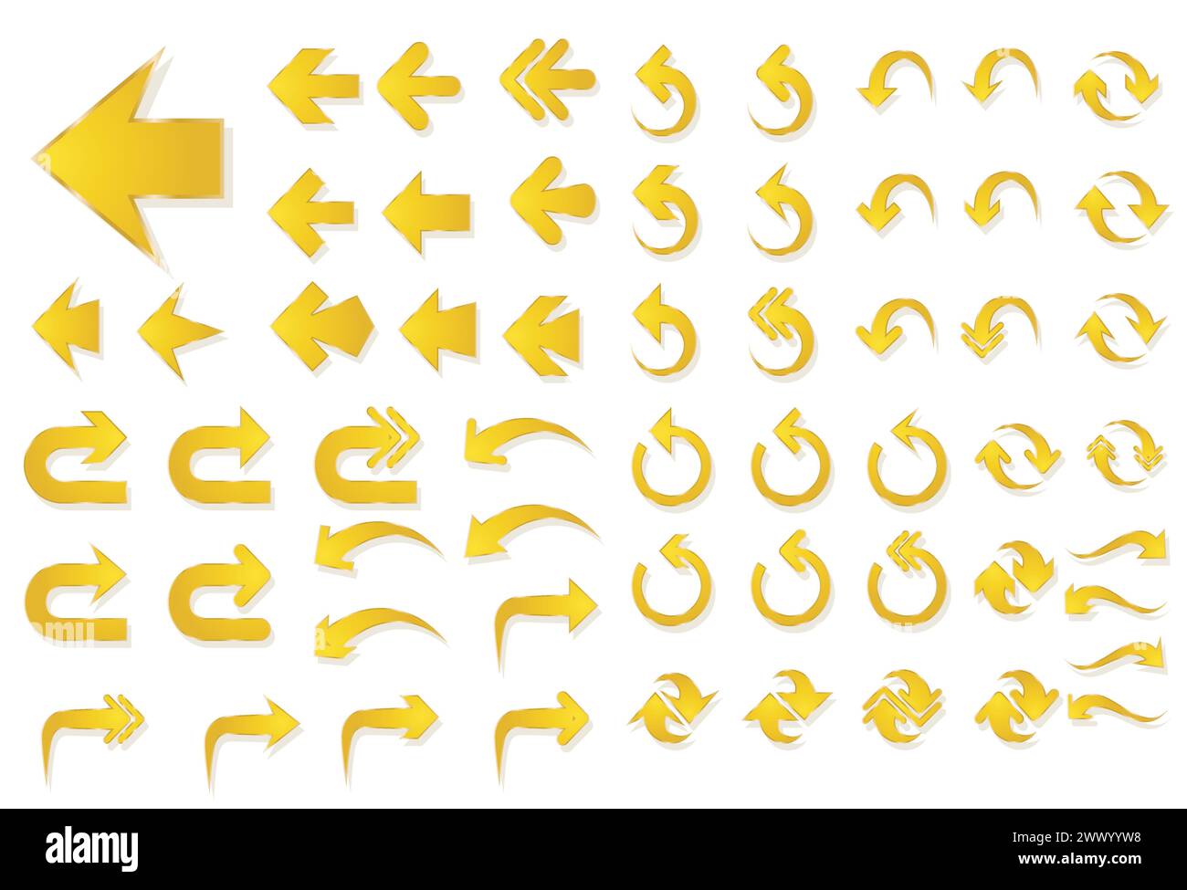 Set Of Yellow Arrows, Vector Illustration Stock Vector