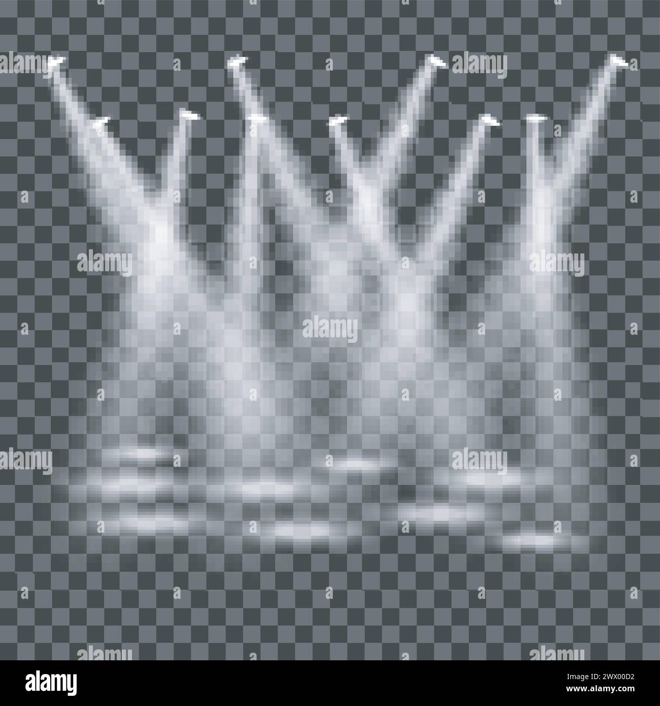 Spotlights Shining On Transparent Background, Vector Illustration Stock ...