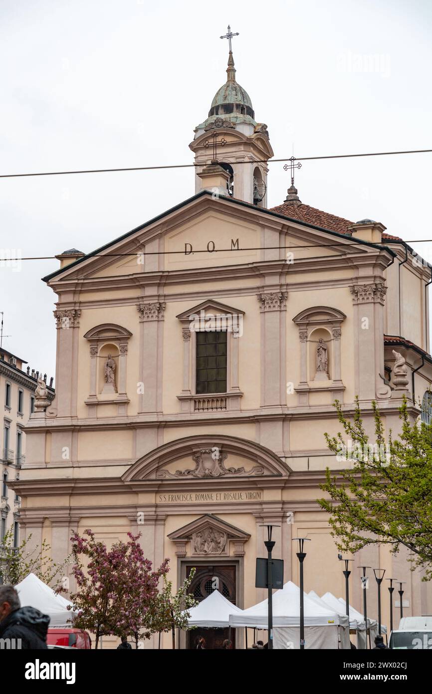 Milan, Italy - 30 March 2022: The church of Santa Francesca Romana in Milan, located in the square of the same name, near Corso Buenos Aires, Porta Ve Stock Photo