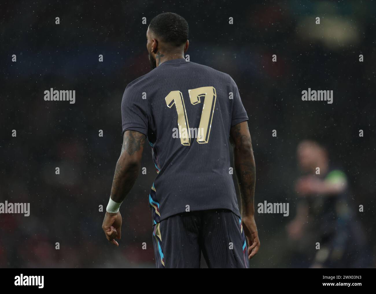 London, UK. 26th Mar, 2024. England players play the second half without their names on the shirts to highlight Alzheimer's disease as a charity they support during the International Friendly match at Wembley Stadium, London. Picture credit should read: Paul Terry/Sportimage Credit: Sportimage Ltd/Alamy Live News Stock Photo