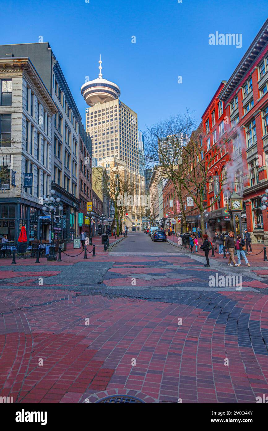 View along Water Street towards downtown Vancouver Canada Stock Photo ...