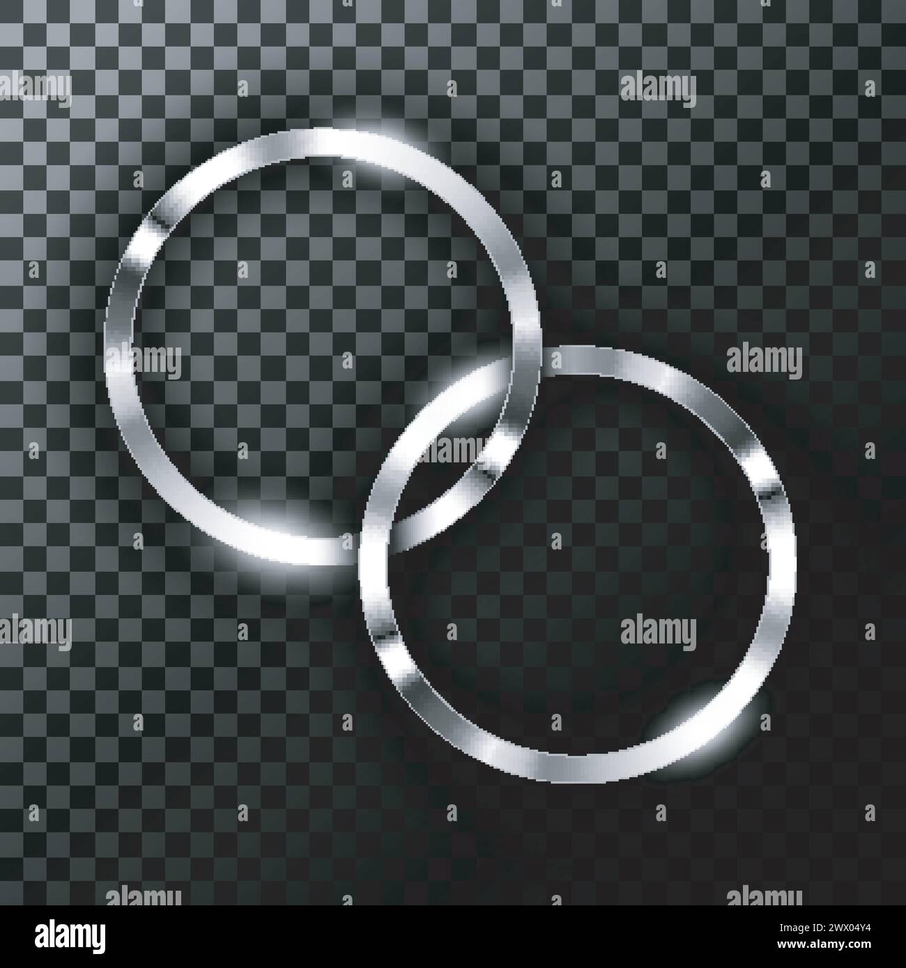 Metallic Chrome Rings On Transparent Textured, Vector Illustration ...