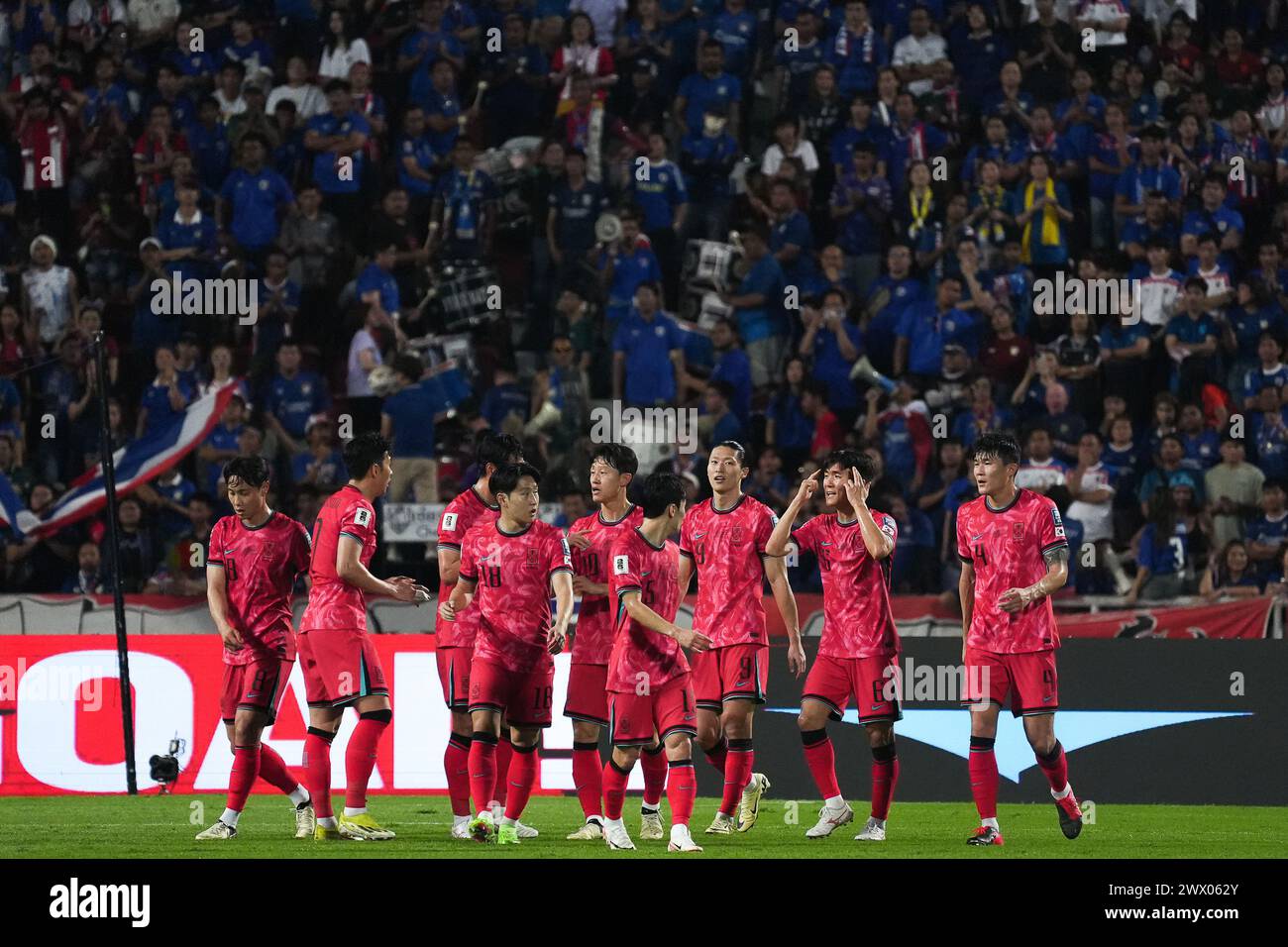 Bangkok, Thailand. 26th Mar, 2024. South Korea players celebrate after a goal during the FIFA World Cup 2026 Qualifiers Group C match between Thailand and South Korea at Rajamangala National stadium in Bangkok. Final score; Thailand 0 : 3 South Korea. Credit: SOPA Images Limited/Alamy Live News Stock Photo