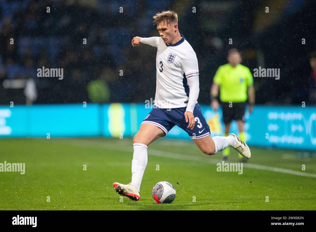 Callum Doyle #3 of England in action during the UEFA Under 21 Championship match between England Under 21s and Luxembourg at the Toughsheet Stadium, Bolton on Tuesday 26th March 2024. (Photo: Mike Morese | MI News) Credit: MI News & Sport /Alamy Live News Stock Photo
