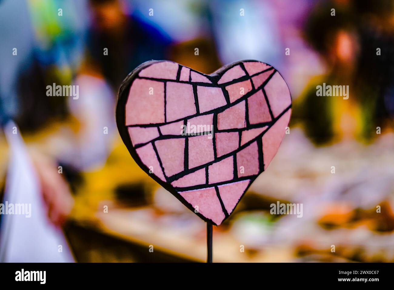 Pink heart shaped mosaic. Stock Photo