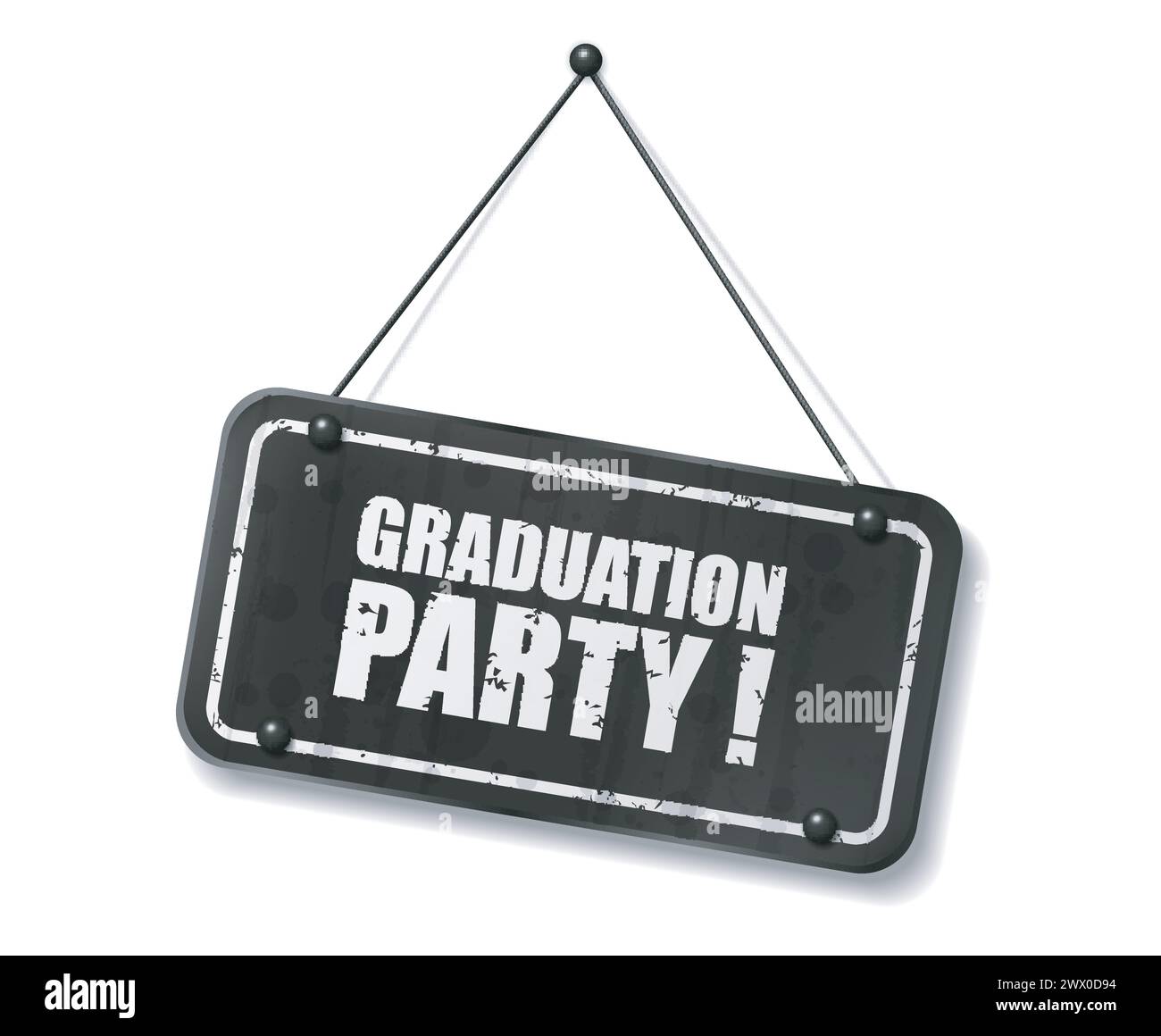Vintage Old Black Sign with Graduation Party Text, Vector Illustration Stock Vector
