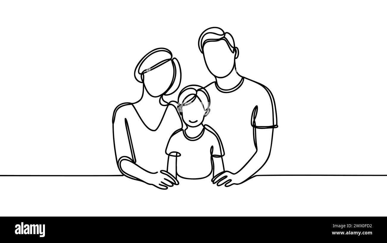 One continuous line drawing of happy family Stock Vector Image & Art ...