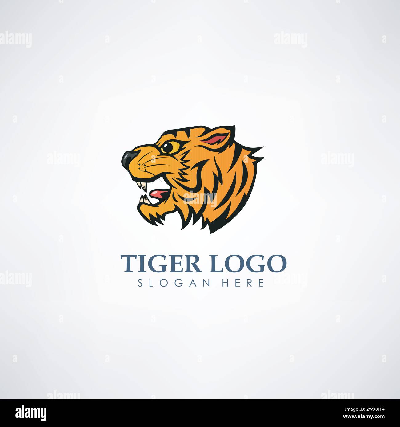 Tiger Head Concept Logo Template. Label For Hunting, Company Or Organization, Vector Illustration Stock Vector