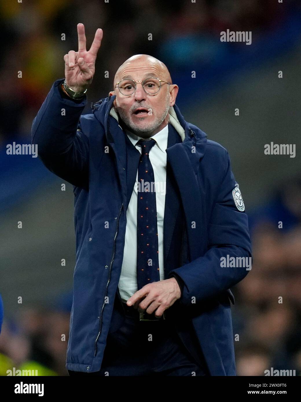 Madrid, Spain. 26th Mar, 2024. Luis de la Fuente head coach of Spainduring the friendly match between national teams of Spain and Brazil played at Santiago Bernabeu Stadium on March 26, 2024 in Madrid Spain. (Photo by Cesar Cebolla/PRESSINPHOTO) Credit: PRESSINPHOTO SPORTS AGENCY/Alamy Live News Stock Photo