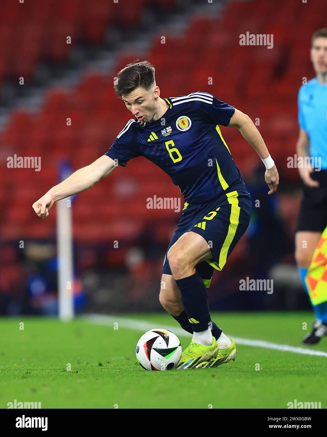 26th March 2024; Hampden Park, Glasgow, Scotland: International Football Friendly, Scotland versus Northern Ireland; Kieran Tierney of Scotland Stock Photo