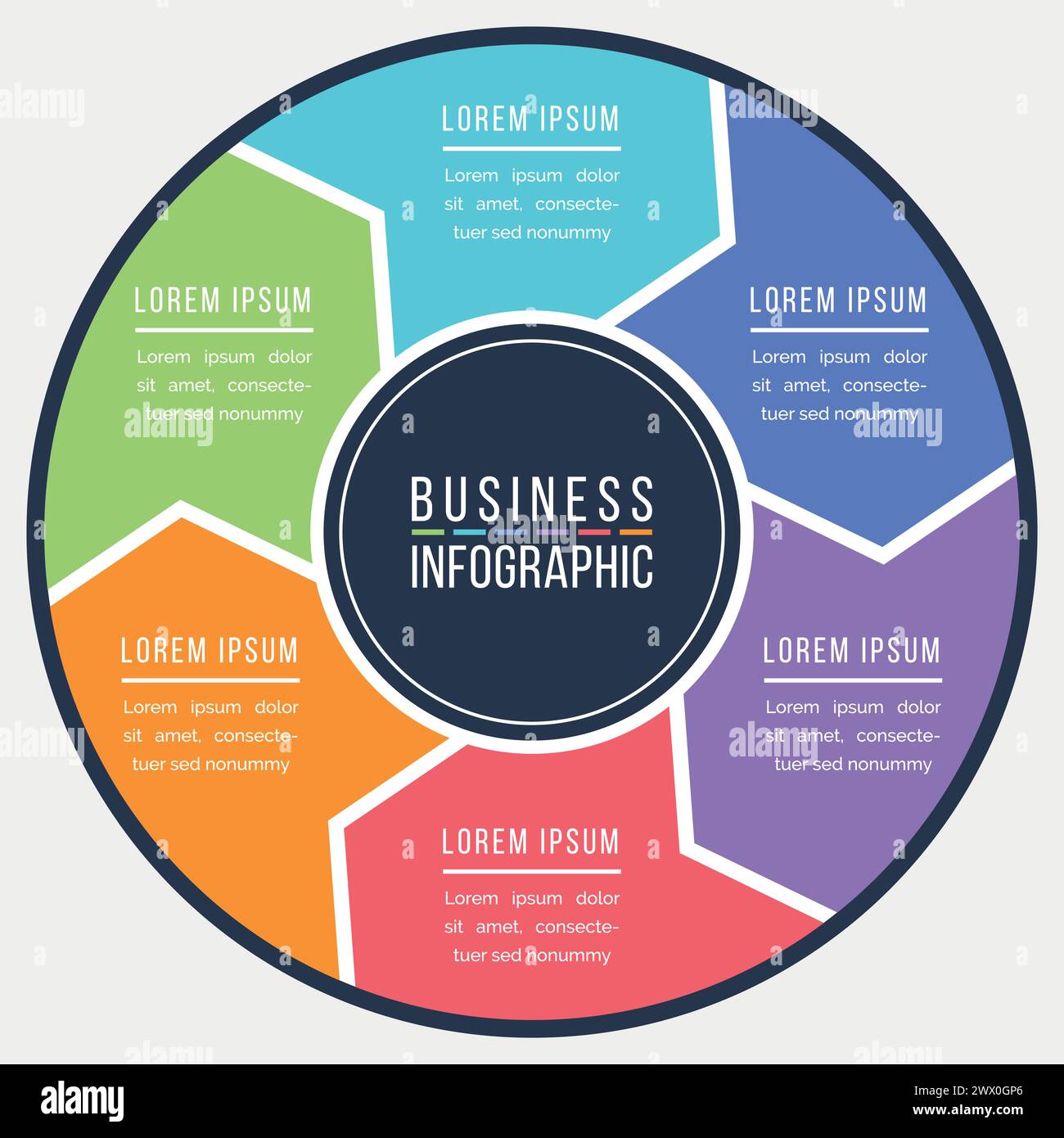 Infographic circle design 6 steps, objects, options or elements ...