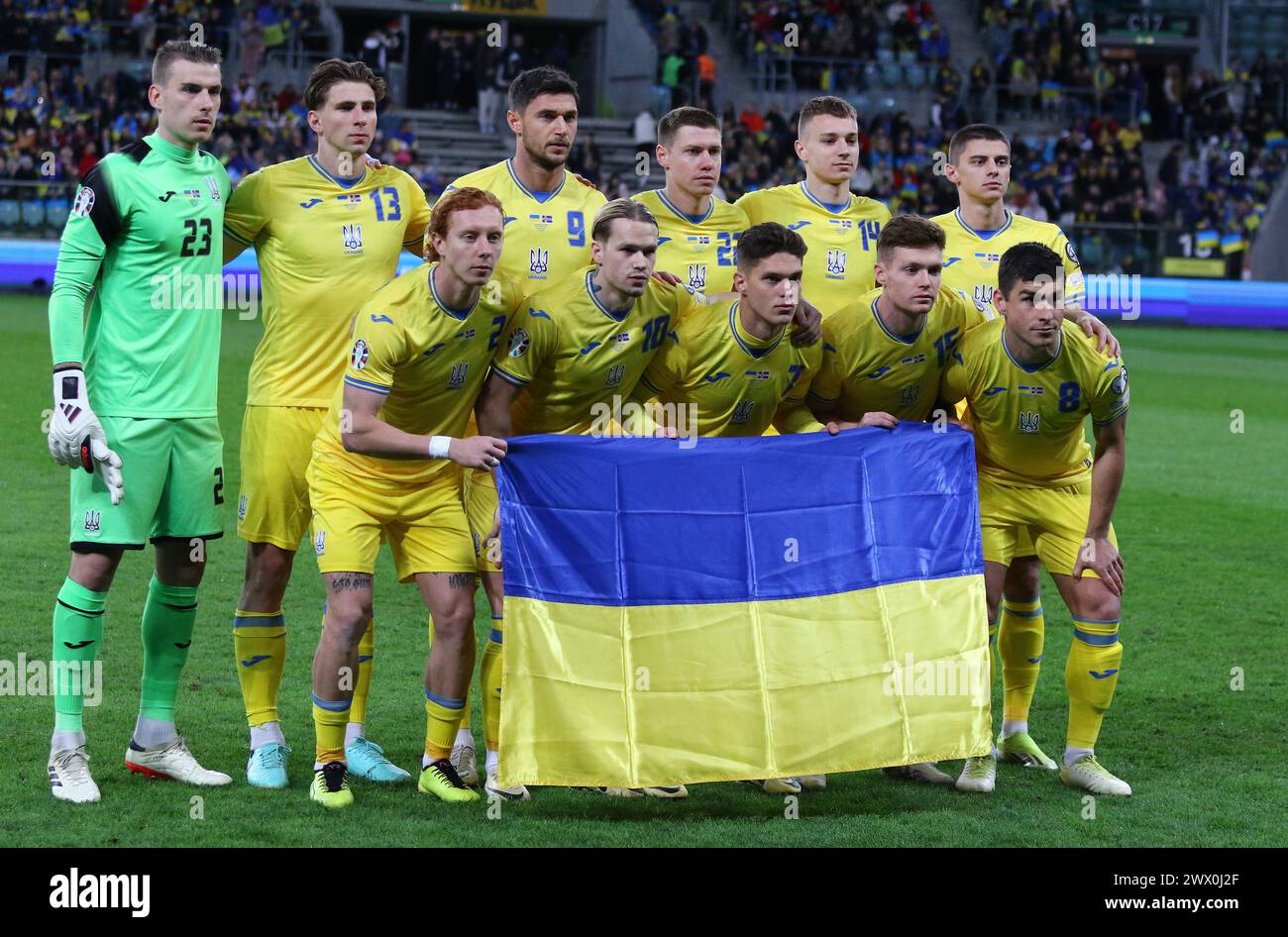 Wroclaw, Poland March 26, 2024 Players of Ukraine National Team pose