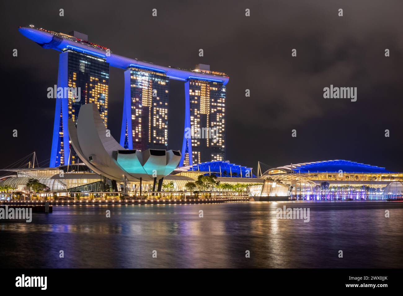 Marina Bay Sands Singapore at night Stock Photo