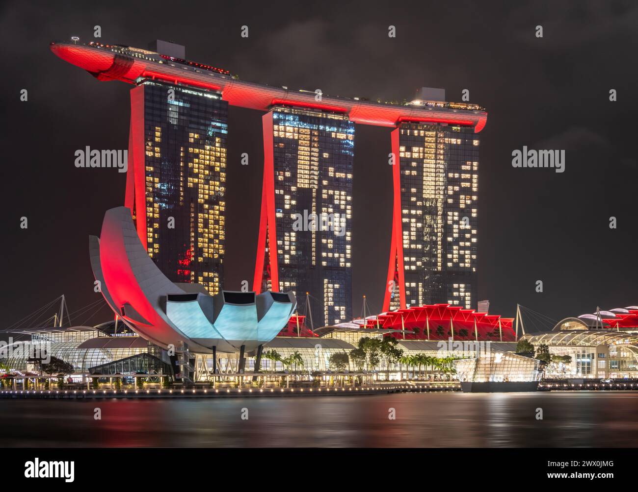 Marina Bay Sands Singapore at night Stock Photo