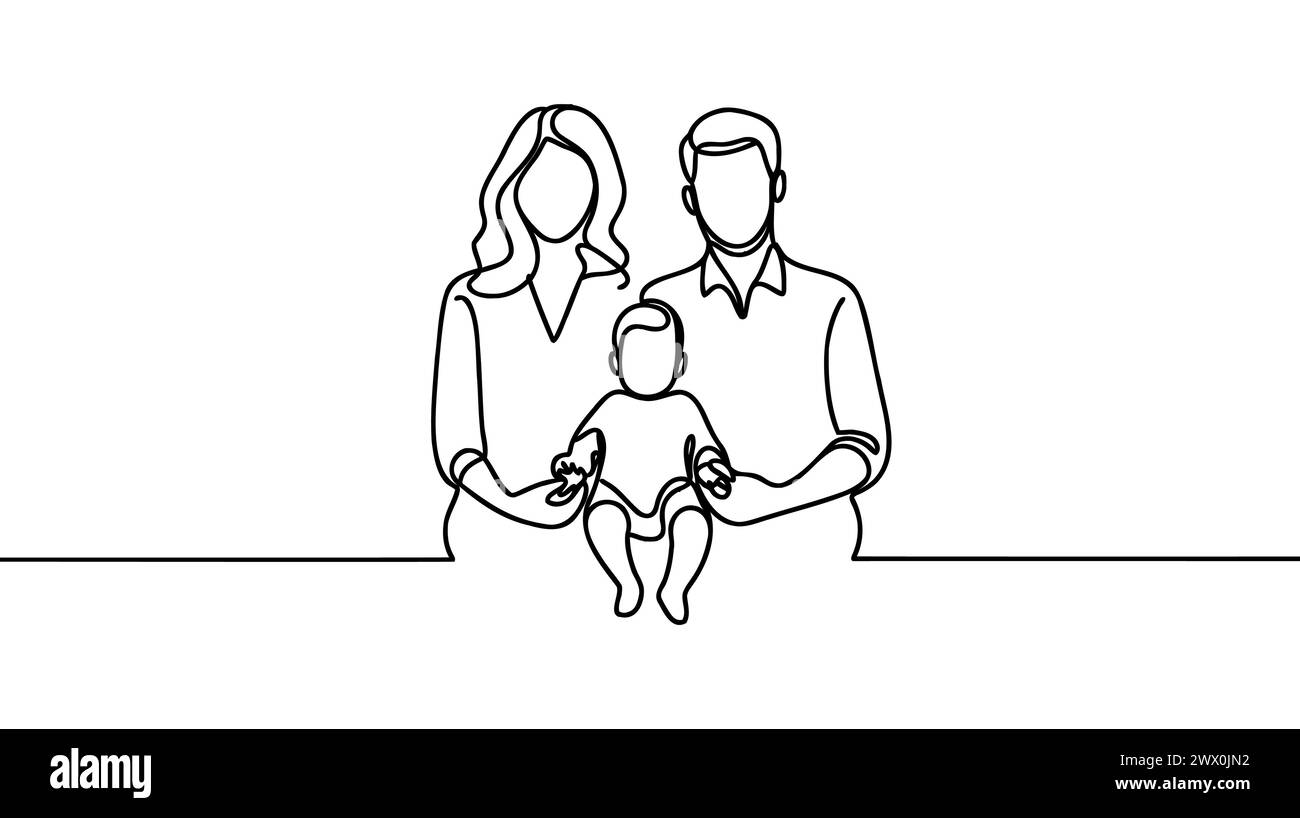 One continuous line drawing of happy family Stock Vector Image & Art ...