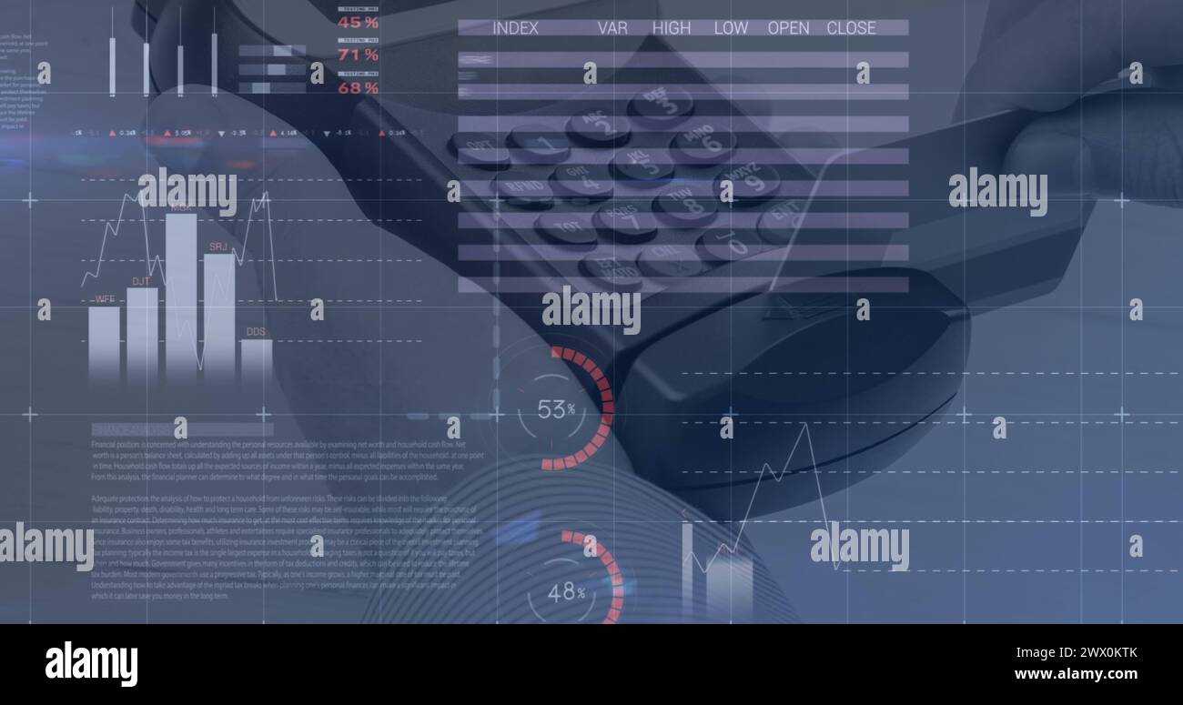 Image of financial data processing over shop interior. Computer ...