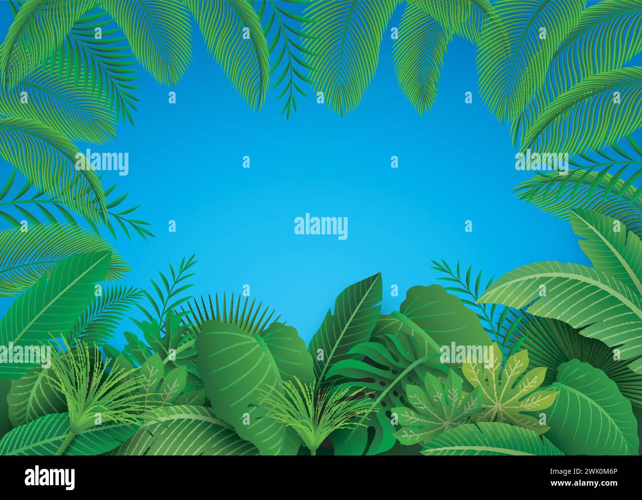 Background of Tropical Leaves. Suitable For Nature Concept, Vacation, and Summer Holiday, Vector Illustration Stock Vector