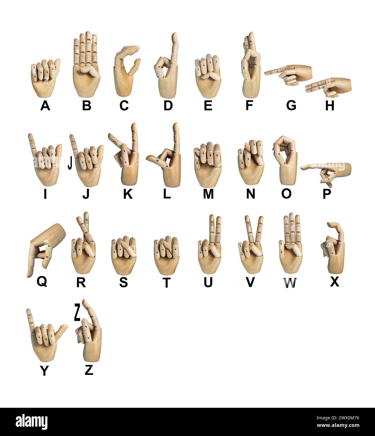 ASL Alphabet Clipart American Sign Language Letters A Z Full Body Style 