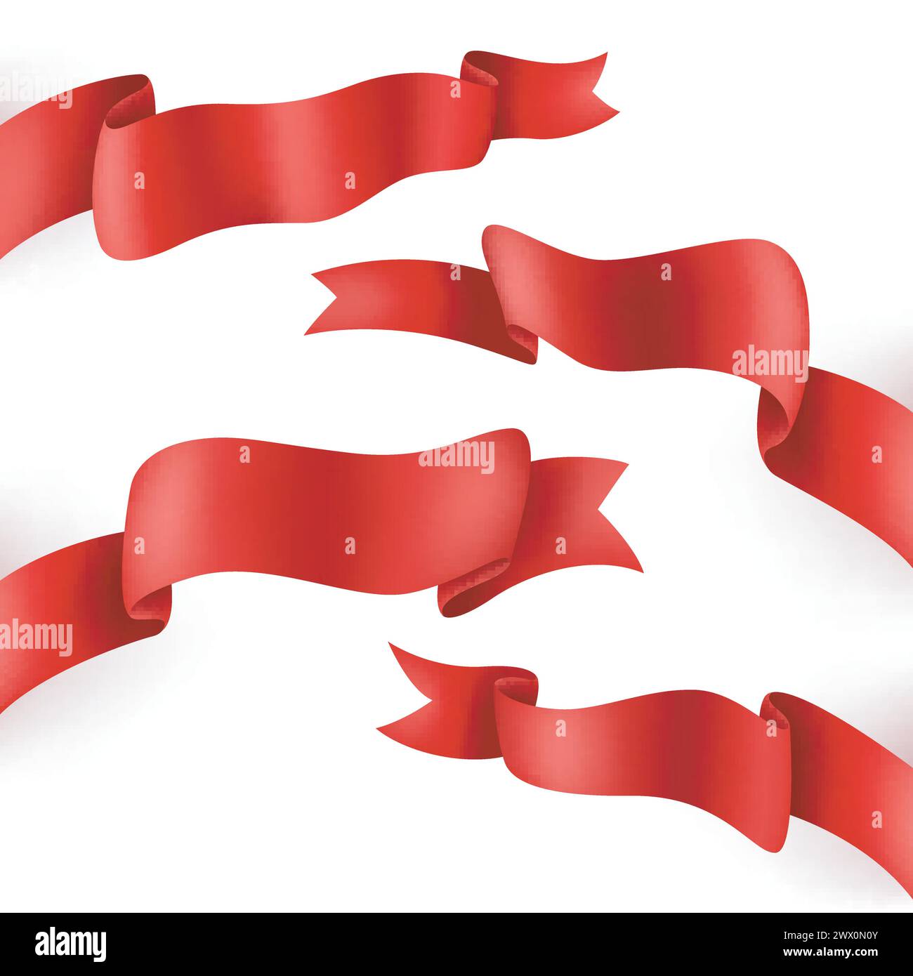 Red Ribbons Sets Isolated, Suitable For Marketing, Holiday, and Other, Vector Illustration Stock Vector