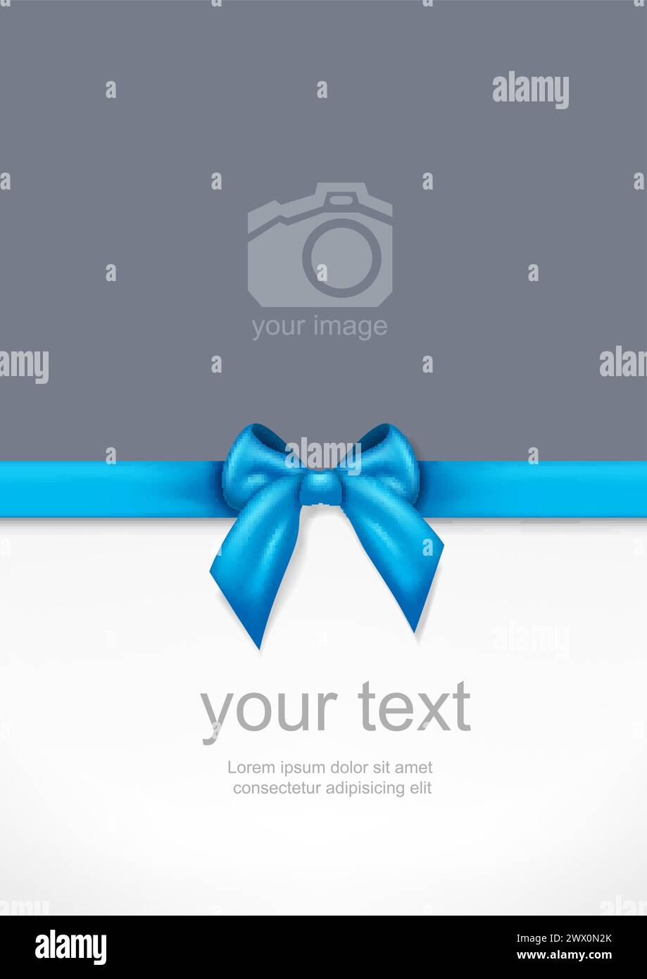 Greeting Card with Blue Bow, Vector Illustration Stock Vector Image ...