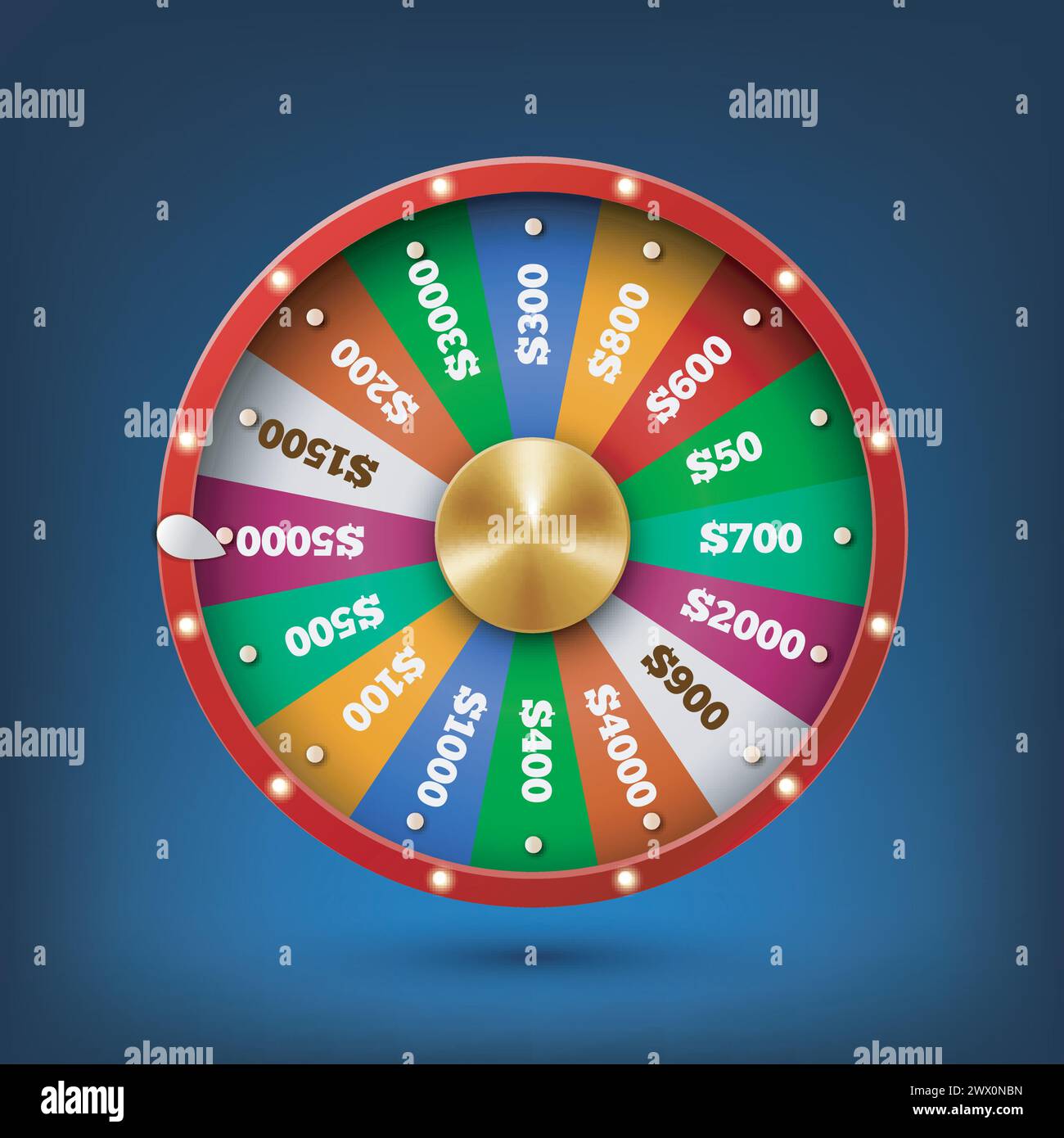 Realistic Spinning Fortune Wheel, Lucky Roulette. Suitable For Casino, Web and Other, Vector Illustration Stock Vector