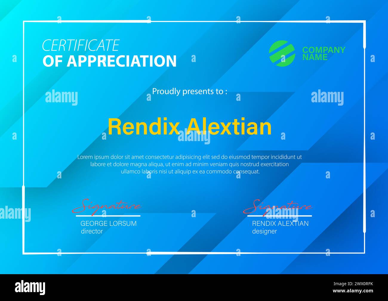Certificate of Appreciation Template, with Geometric Background, Vector Illustration Stock Vector