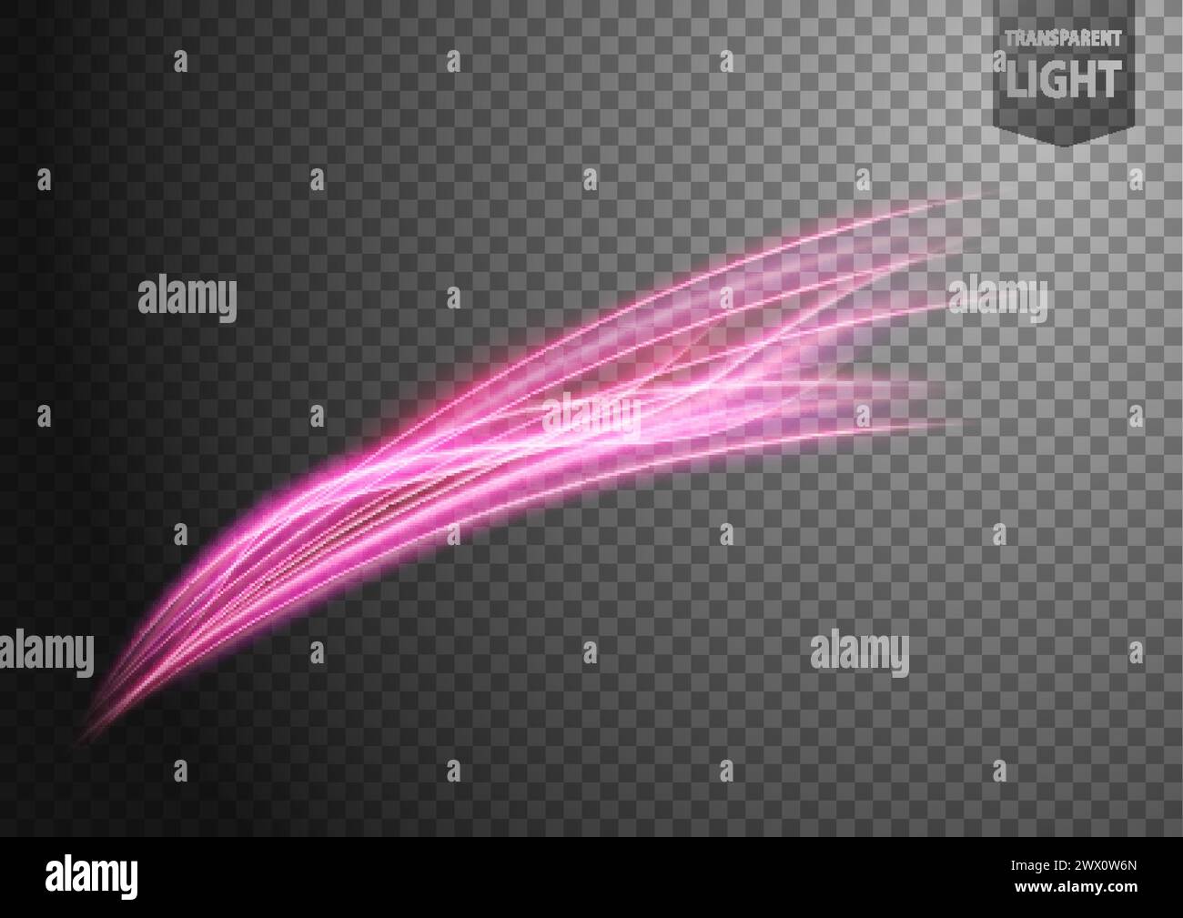Abstract Pink Wave of Light with A Transparent Background, Isolated and Easy to Edit, Vector Illustration Stock Vector