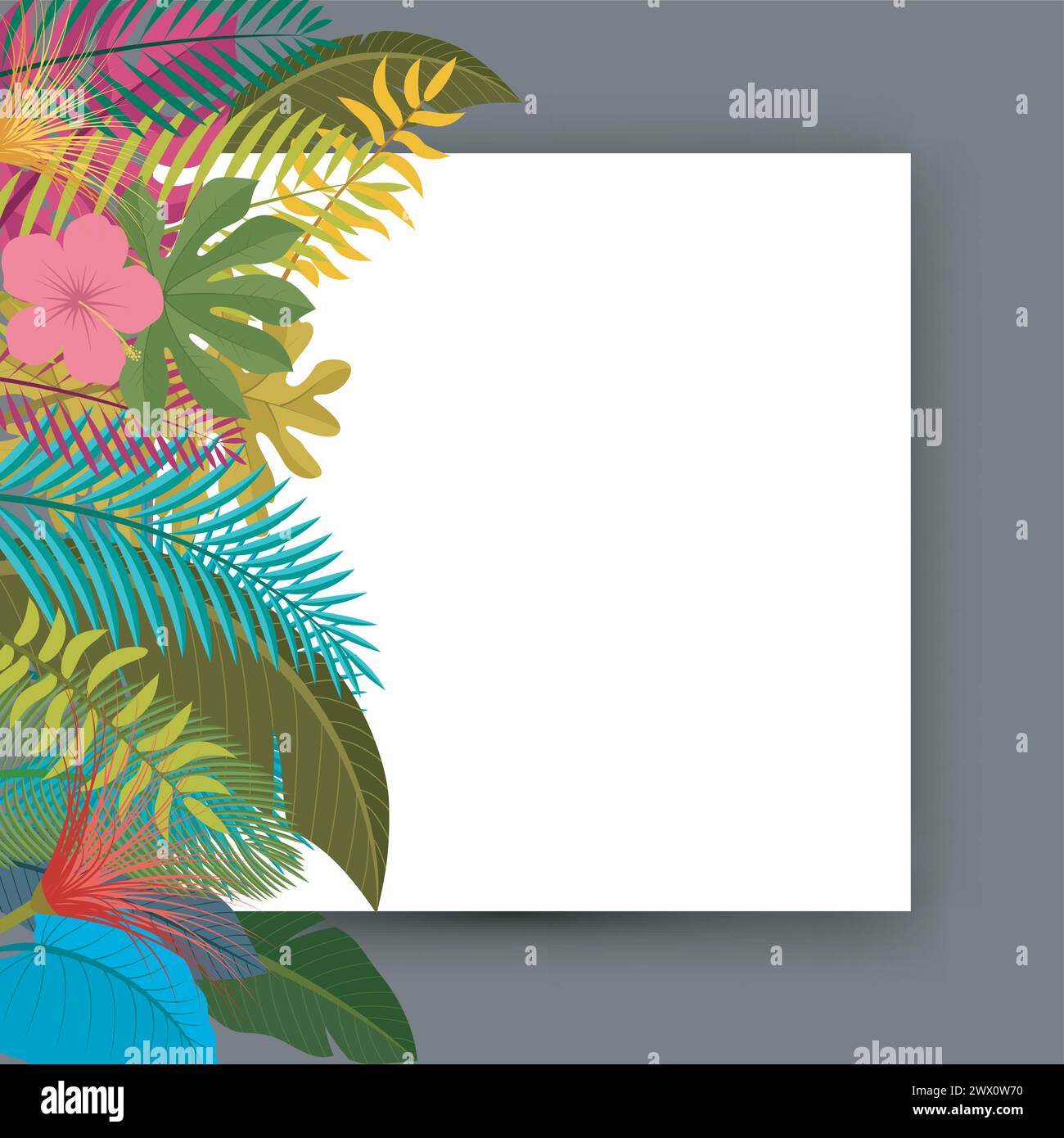 Tropical Leaves Floral Vintage with Space For Text, Easy to Edit. Suitable For Invitation, Nature Concept, and Other, Vector Illustration Stock Vector
