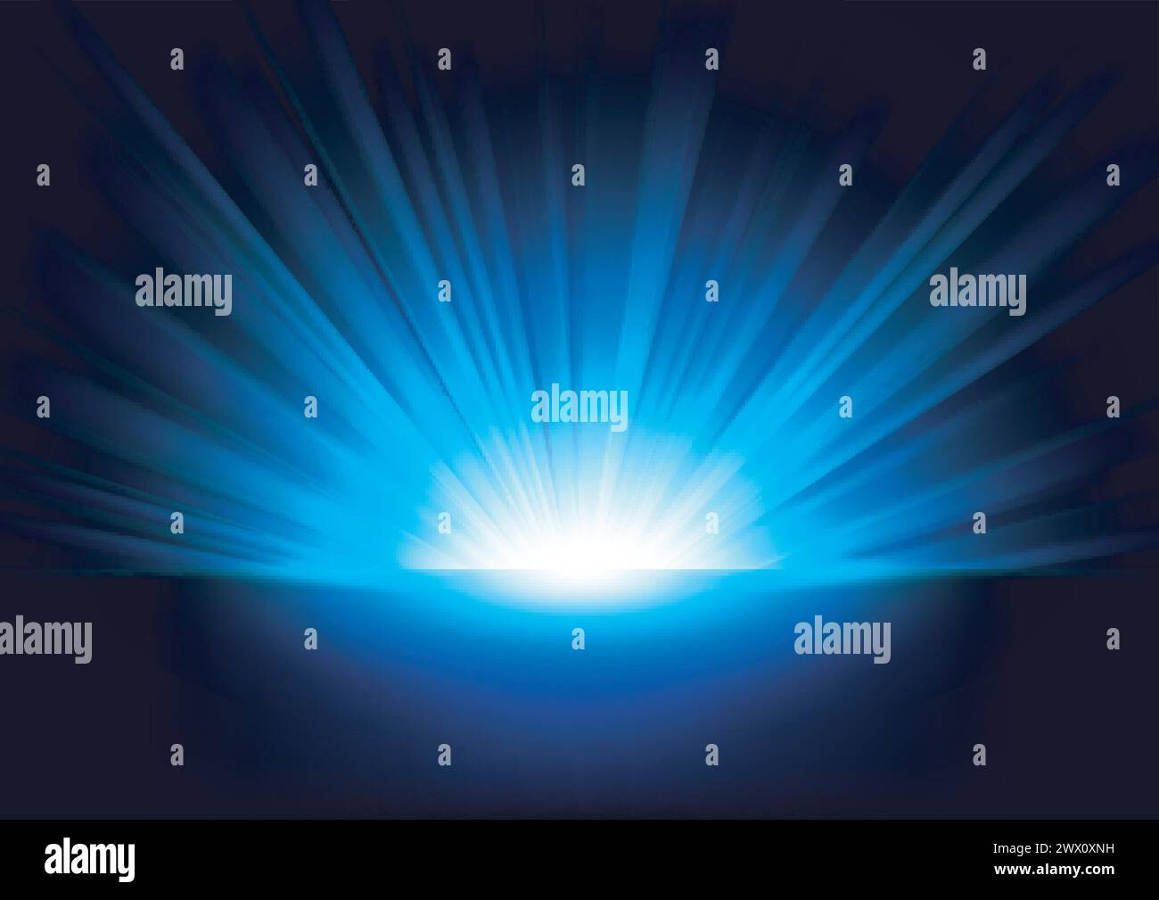 Blue Rays Rising on Dark Background. Suitable For Product Advertising, Product Design, and Other., Vector Illustration Stock Vector