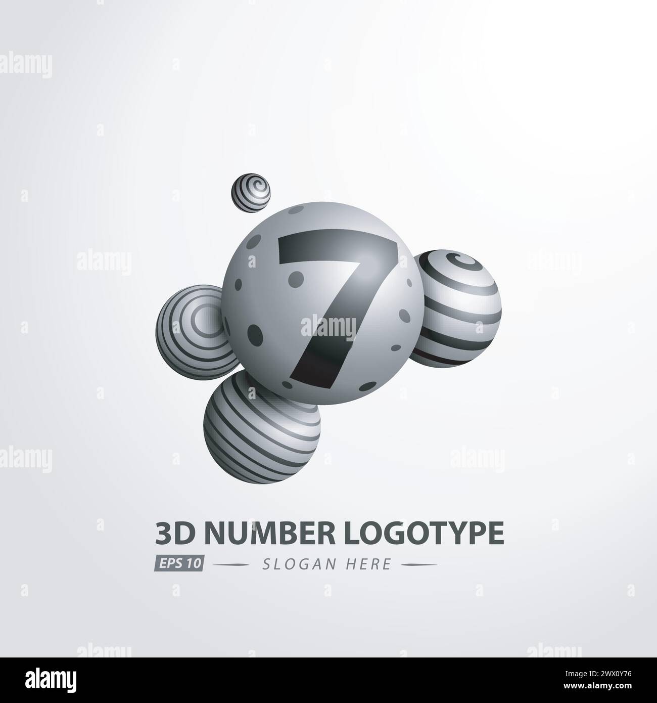 Number Decorative Ball Logotype 3D, Vector Illustration Stock Vector
