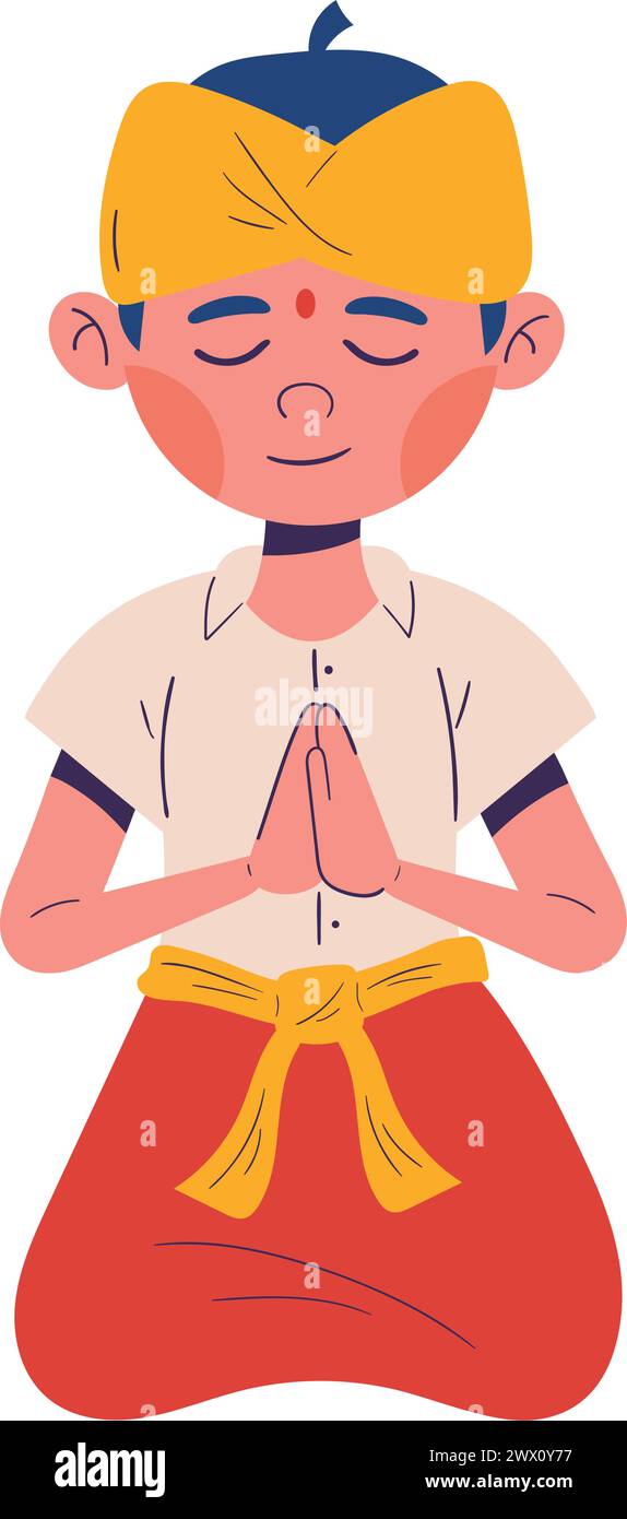nyepi man praying Stock Vector