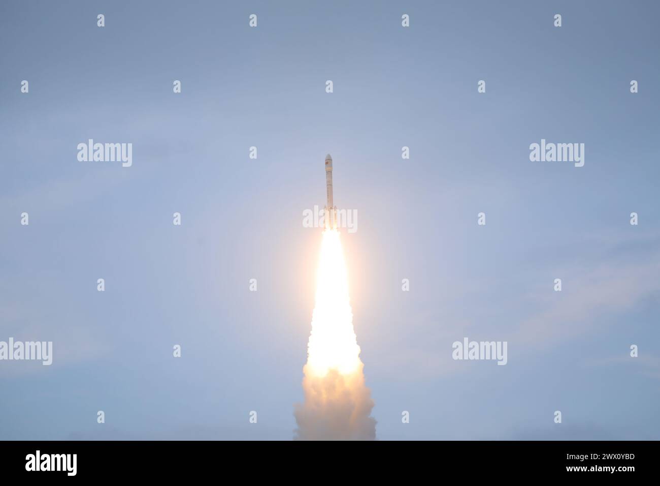 Taiyuan. 27th Mar, 2024. A modified version of a Long March-6 rocket carrying the Yunhai-3 02 satellite lifts off from the Taiyuan Satellite Launch Center in north China's Shanxi Province, March 27, 2024. The satellite has entered the preset orbit and will be used for atmospheric and marine environment surveys, space environment monitoring, disaster prevention and reduction, and scientific experiments. Credit: Zheng Bin/Xinhua/Alamy Live News Stock Photo