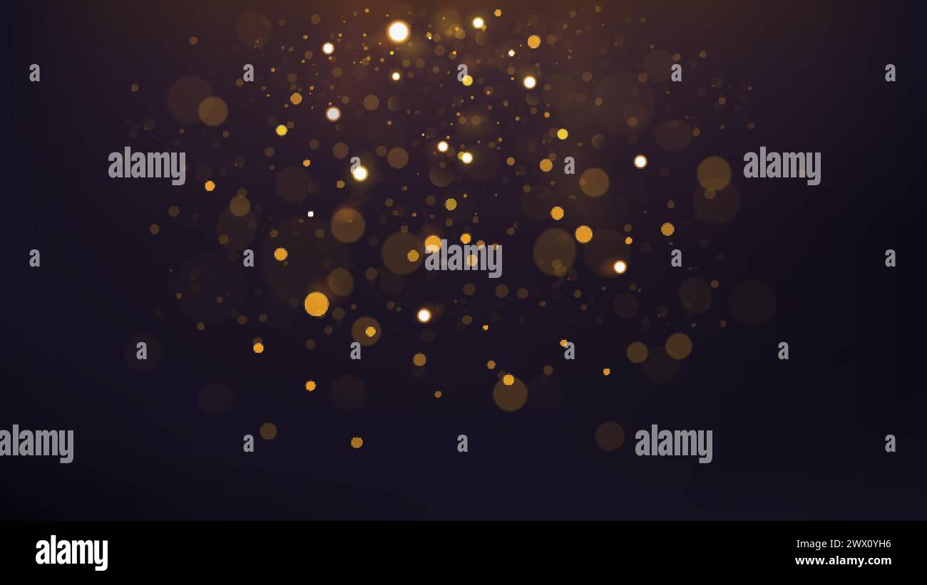 Abstract Gold Bokeh Scattered, Widescreen Version, Vector Illustration Stock Vector