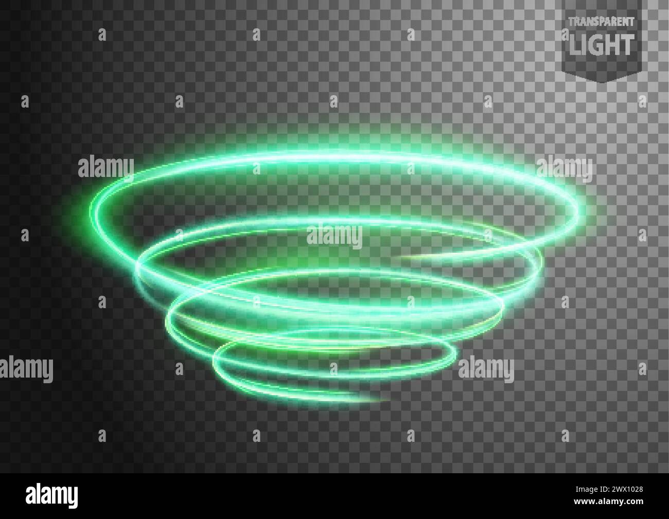 Abstract Green Twist of Light with A Transparent Background, Isolated and Easy to Edit, Vector Illustration Stock Vector
