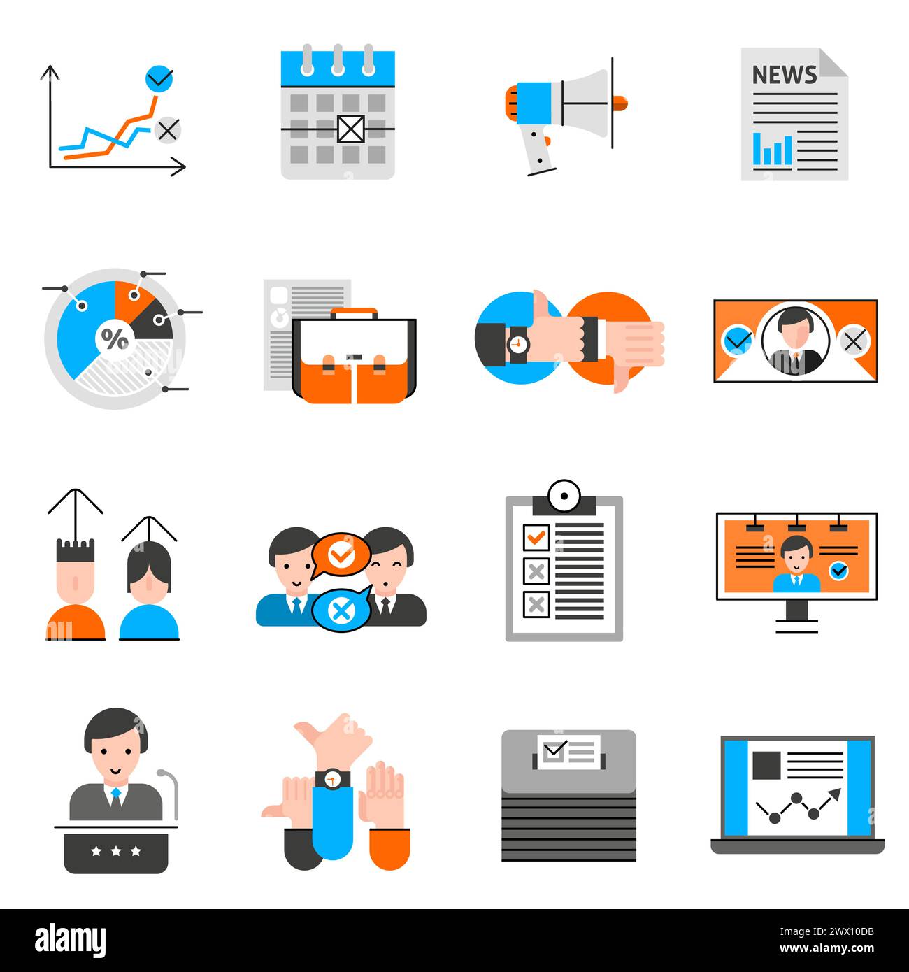 Elections and voting line icons set with speech and choice symbols flat ...