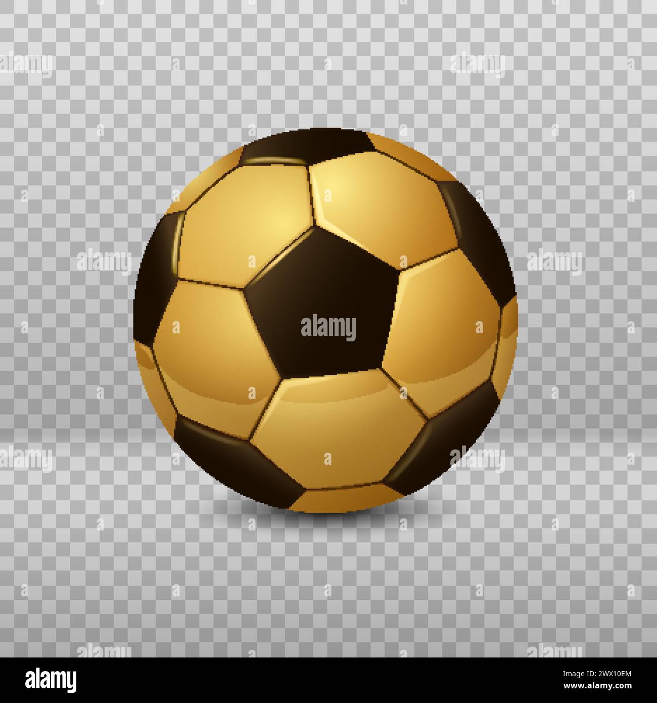 Detailed Golden Soccer Ball Isolated on Transparent Background, Vector Illustration Stock Vector