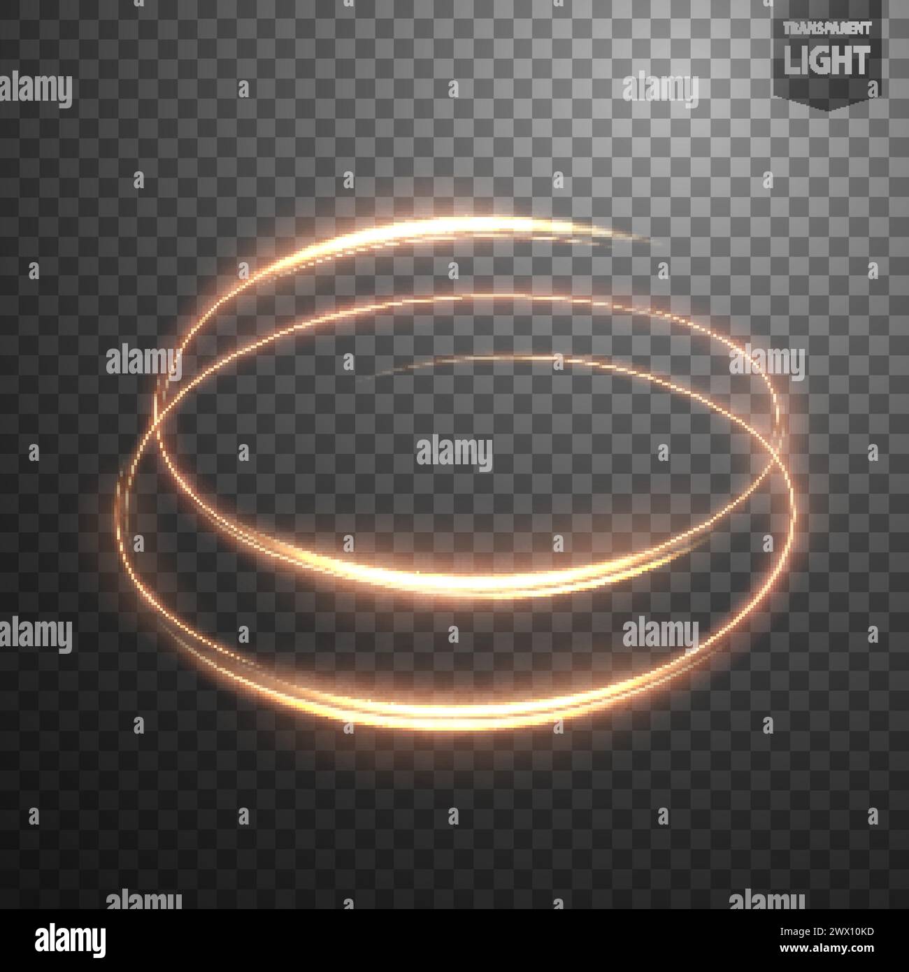 Glowing Spiral on Transparent Background, Abstract Light Speed Motion Effect, Vector Illustration Stock Vector