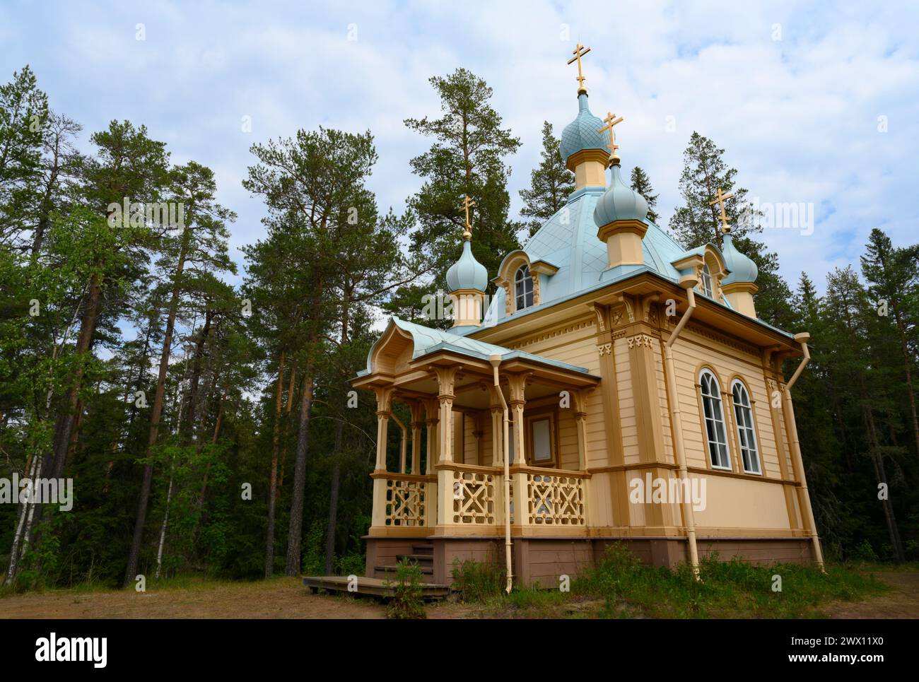 Chapel of the Ascension of the Lord in the Gethsemane Skete on the island of Valaam in Karelia Stock Photo