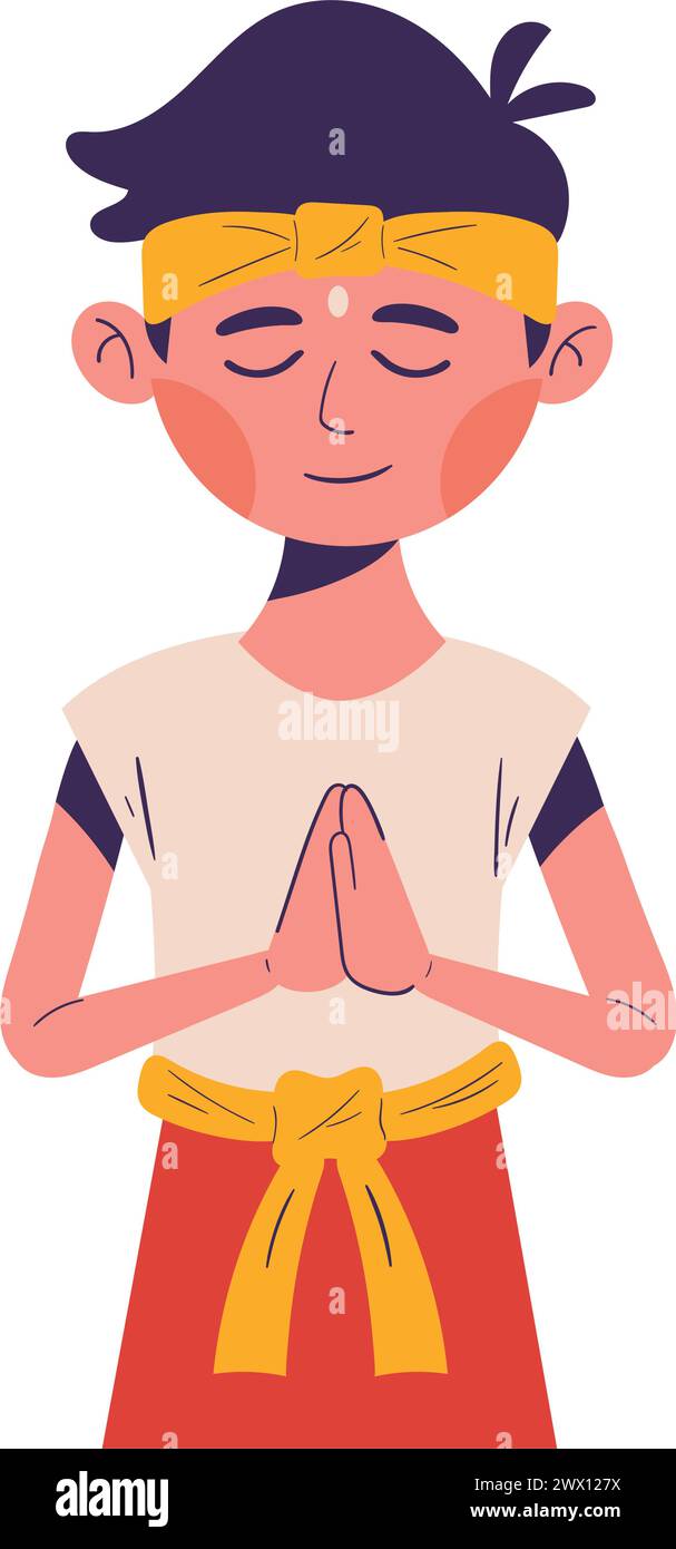 nyepi man prayer Stock Vector